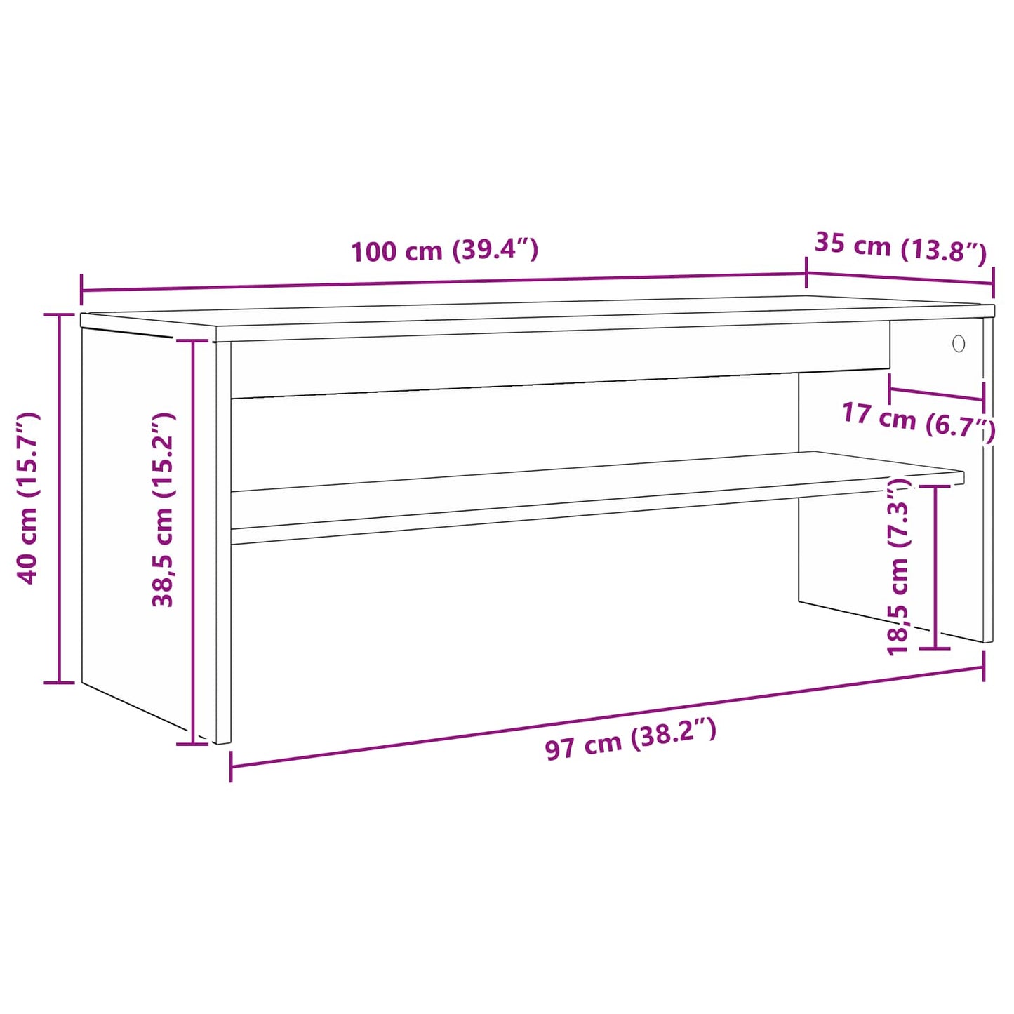 TV-skab 100 x 35 x 40 cm Beton Grå Konstrueret træ