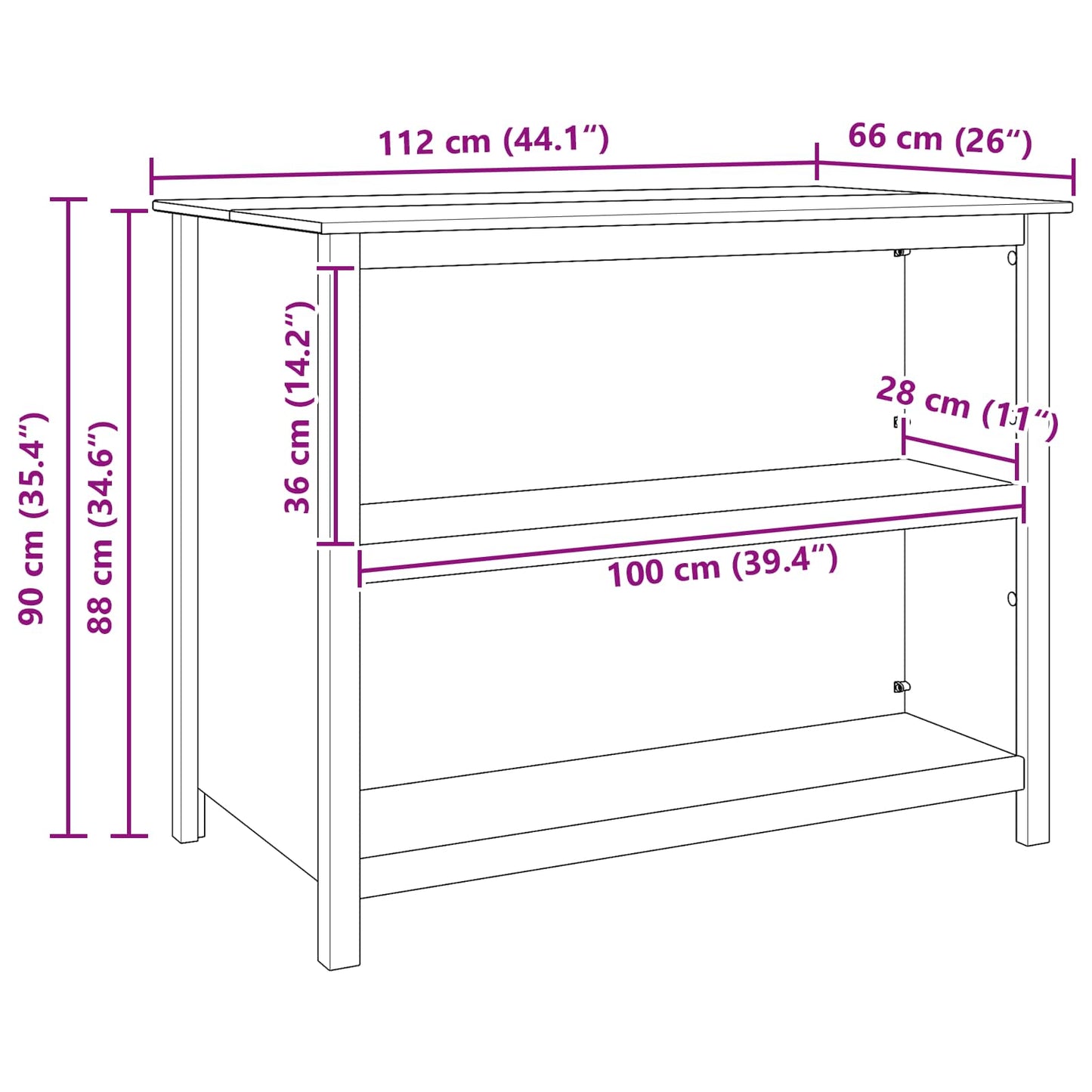 Køkkenøer HILL Hvid 112 x 66 x 90 cm Massivt fyrretræ