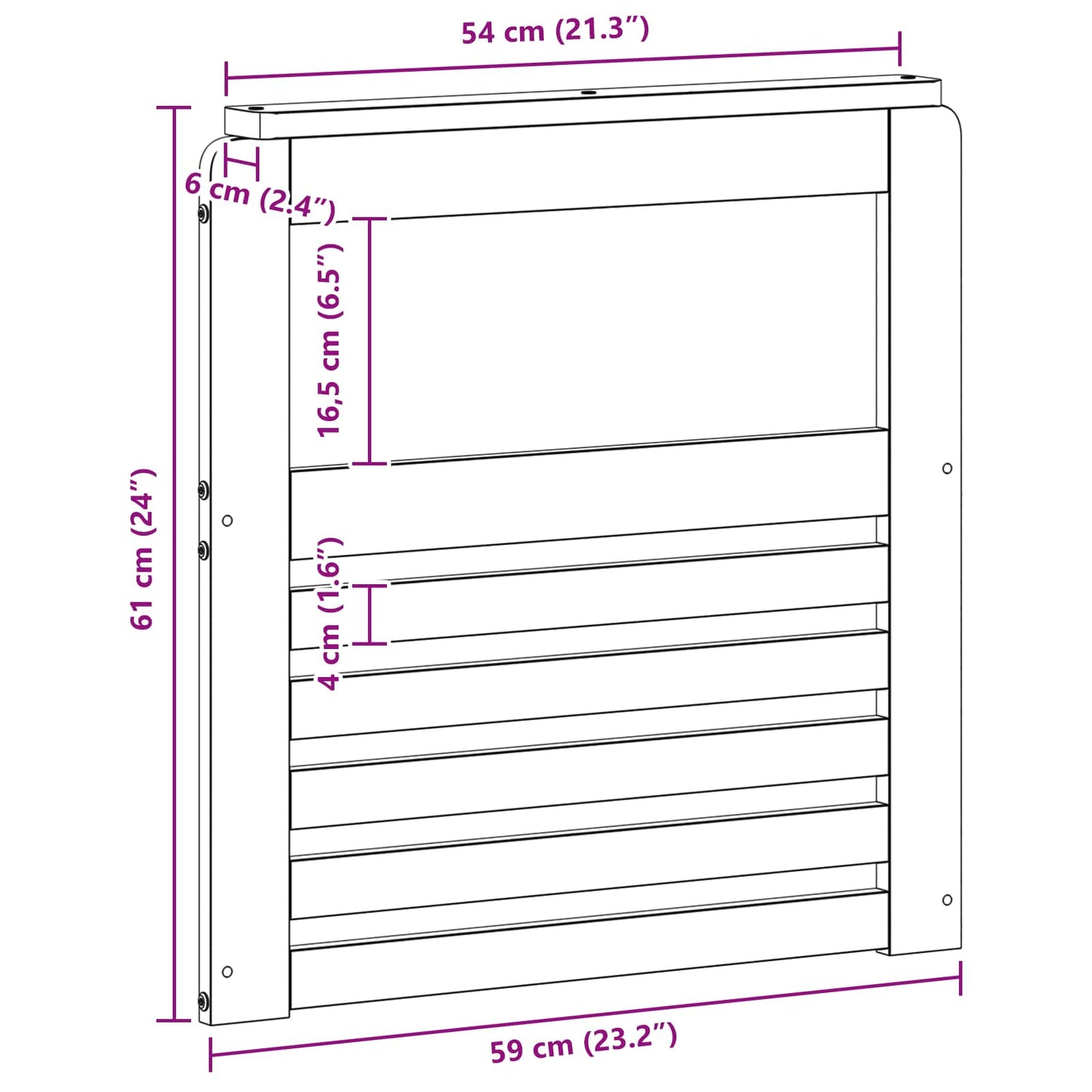 Armlænsmodul 2 pcs Hvid 59 x 6 x 61 cm Massivt Akacietræ