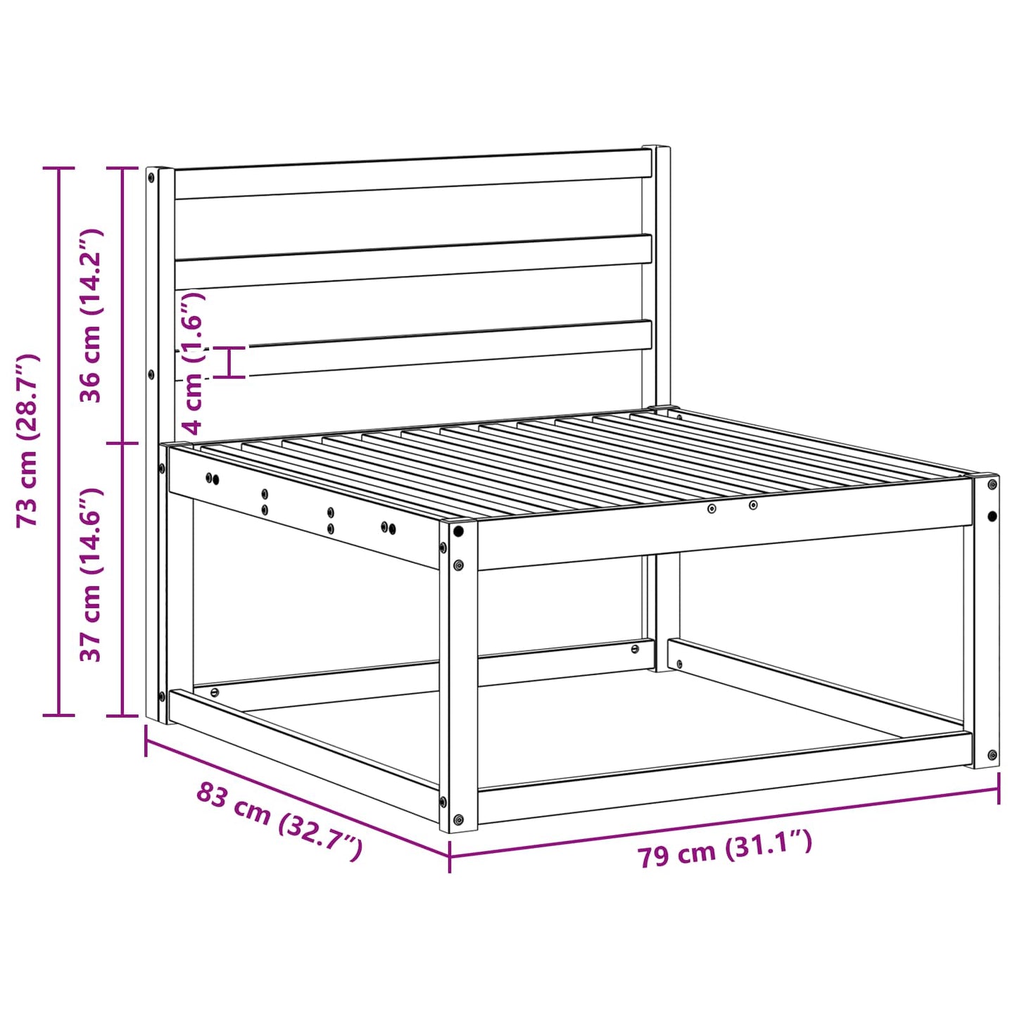 Udendørs Mellem Sofa Hvid 79 x 83 x 73 cm