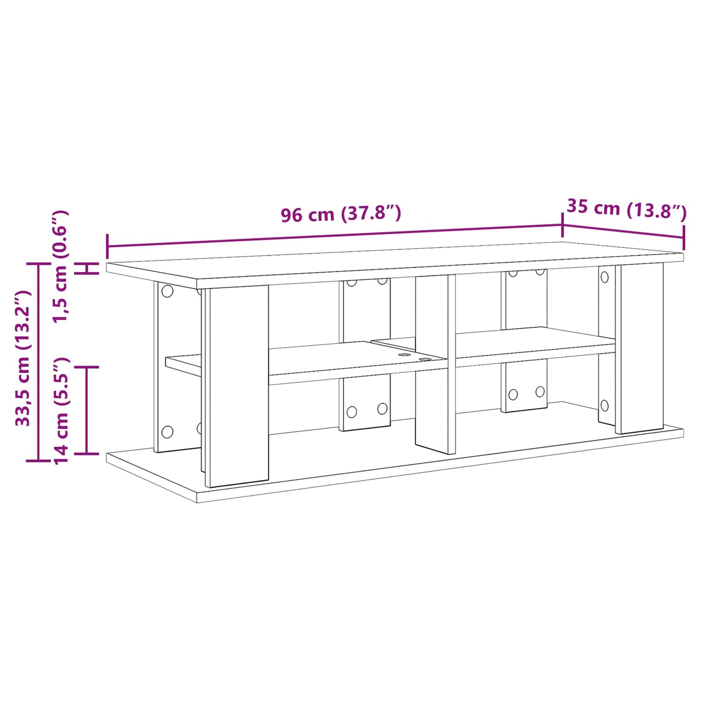 TV stand Gammelt træ 96 x 35 x 33,5 cm