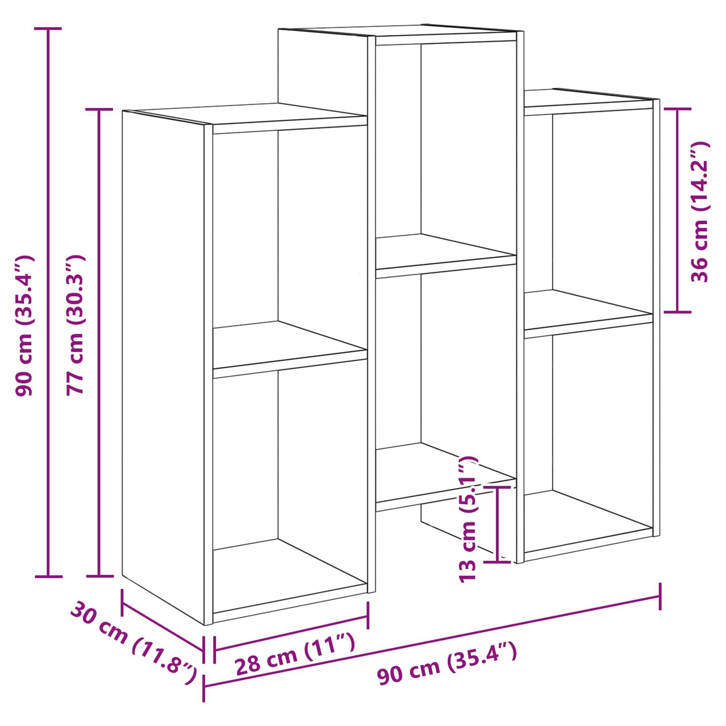 Sideboard Sort eg 90 x 30 x 90 cm