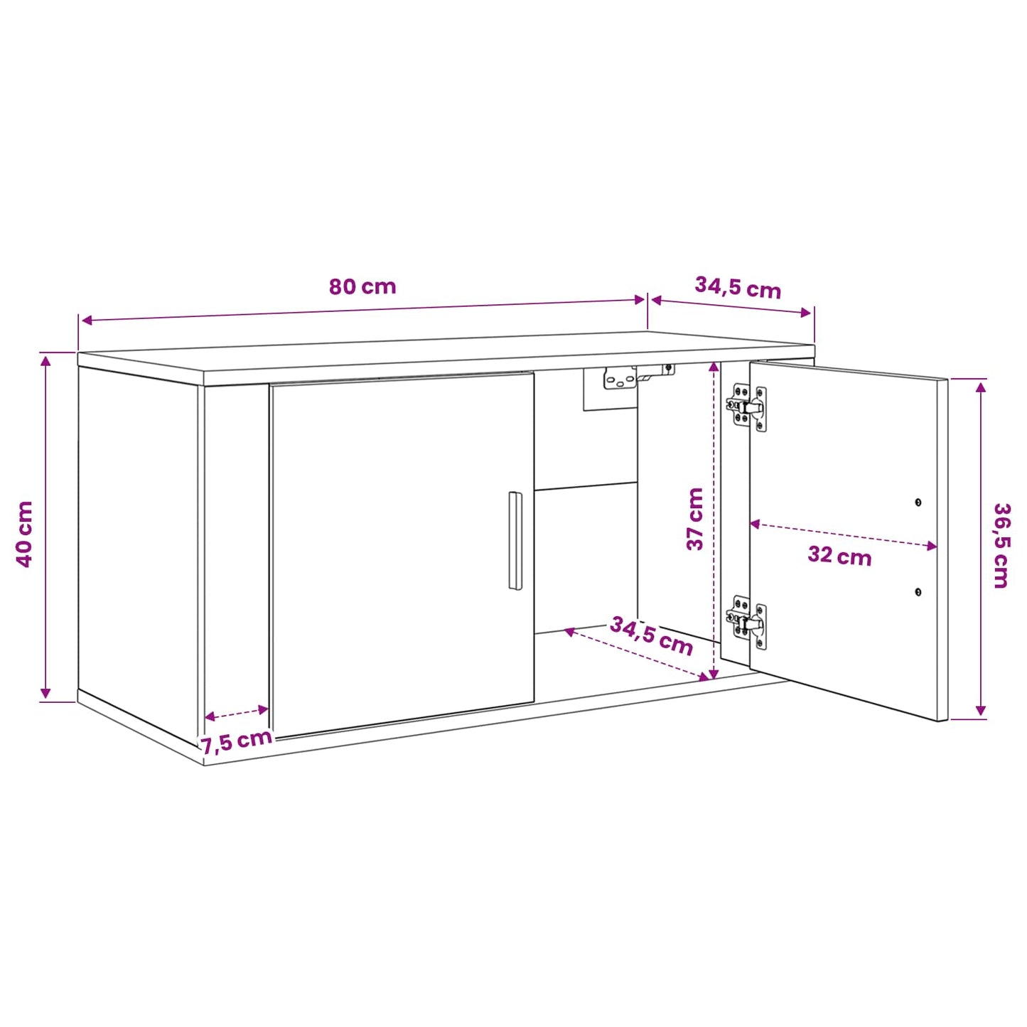 Væghængt TV-skab sæt 3 pcs Gammelt træ 80 x 34,5 x 40 cm