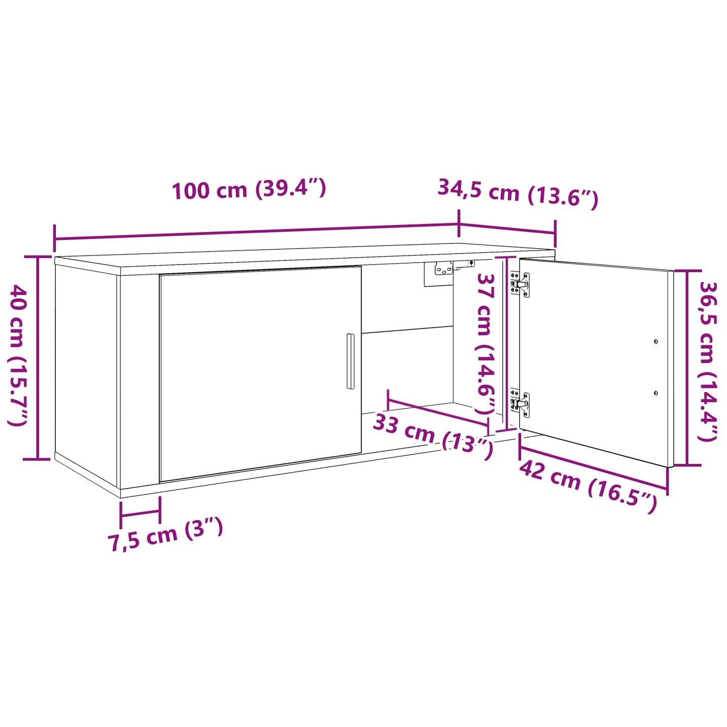 Væghængt TV-skab sæt 2 pcs Sort eg 100 x 34,5 x 40 cm