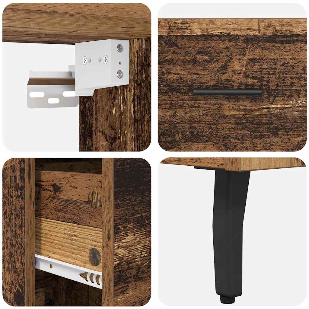 Highboard med skuffe 2 pcs Gammelt træ Konstrueret træ
