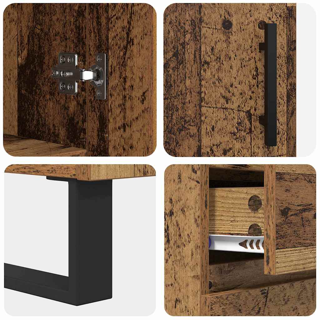 Highboard med skuffe 2 pcs Gammelt træ Konstrueret træ