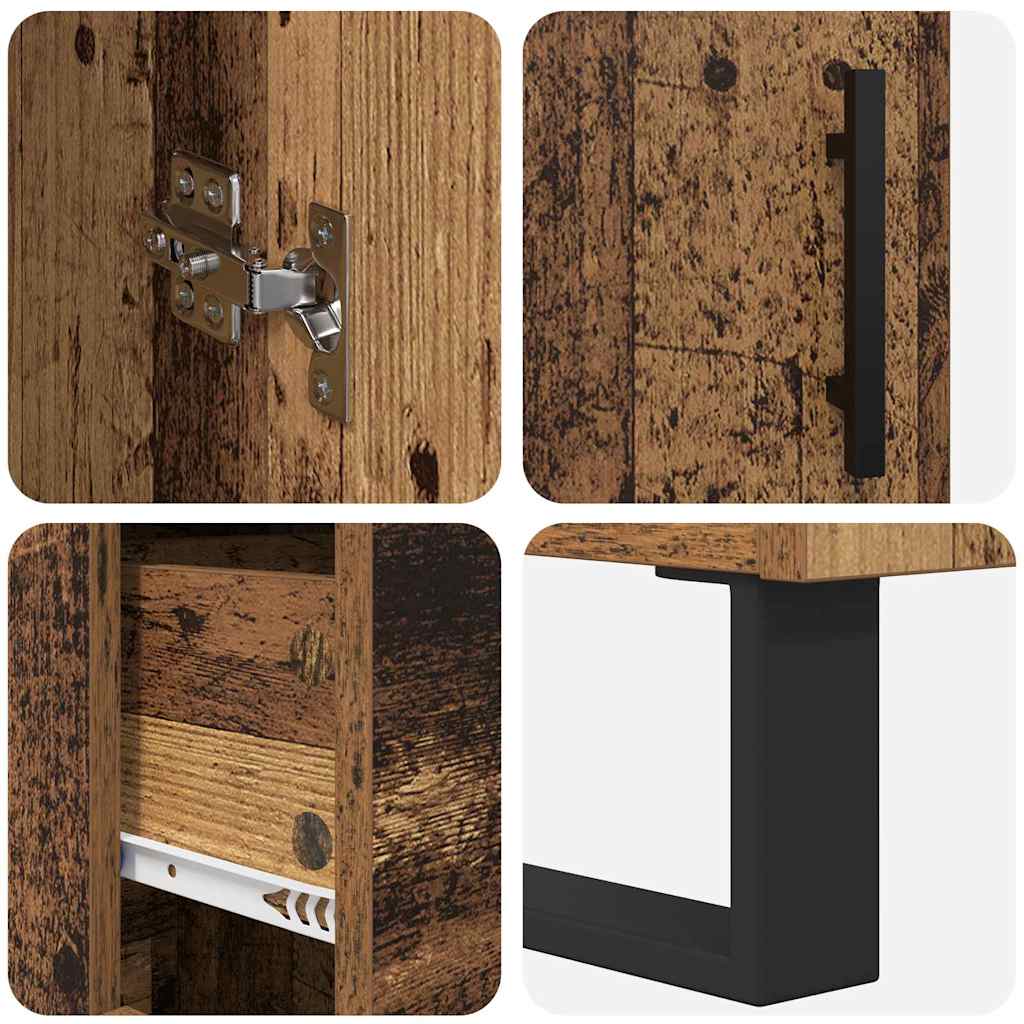 Highboard med skuffe 2 pcs Gammelt træ 69,5 x 34 x 180 cm