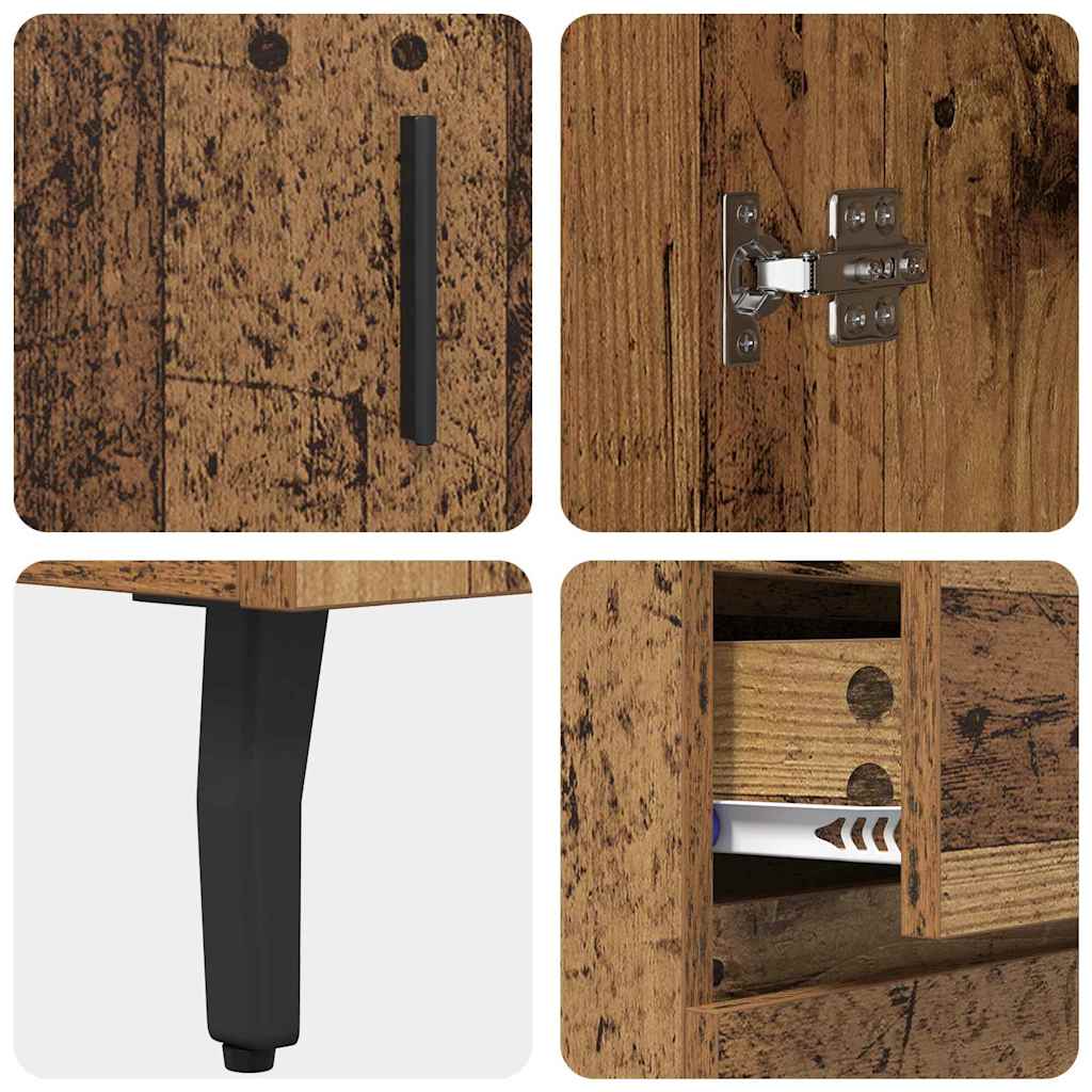 Highboard med skuffe 2 pcs Gammelt træ Konstrueret træ