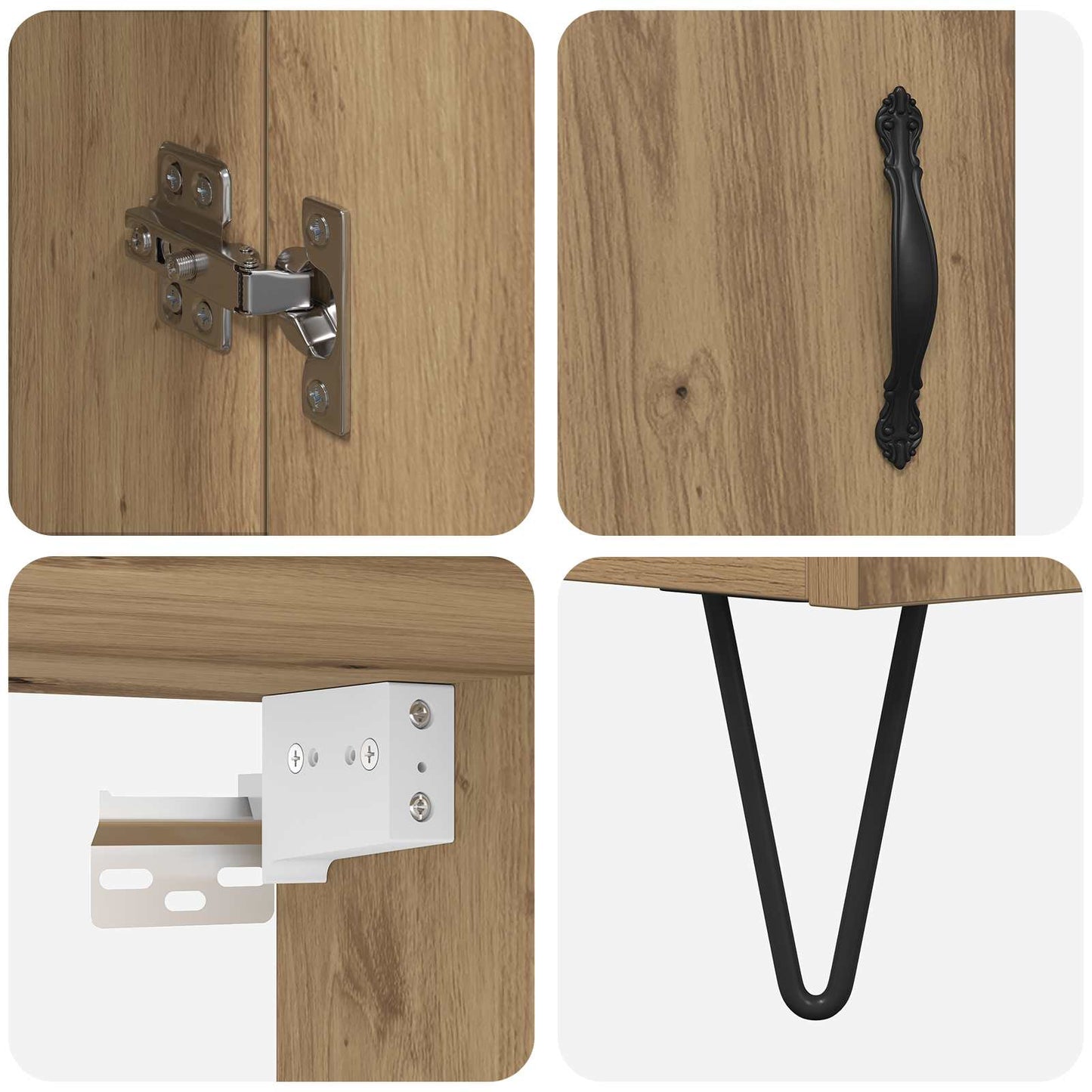 Highboard Artisan Egetræ 69,5 x 34 x 180 cm Konstrueret træ