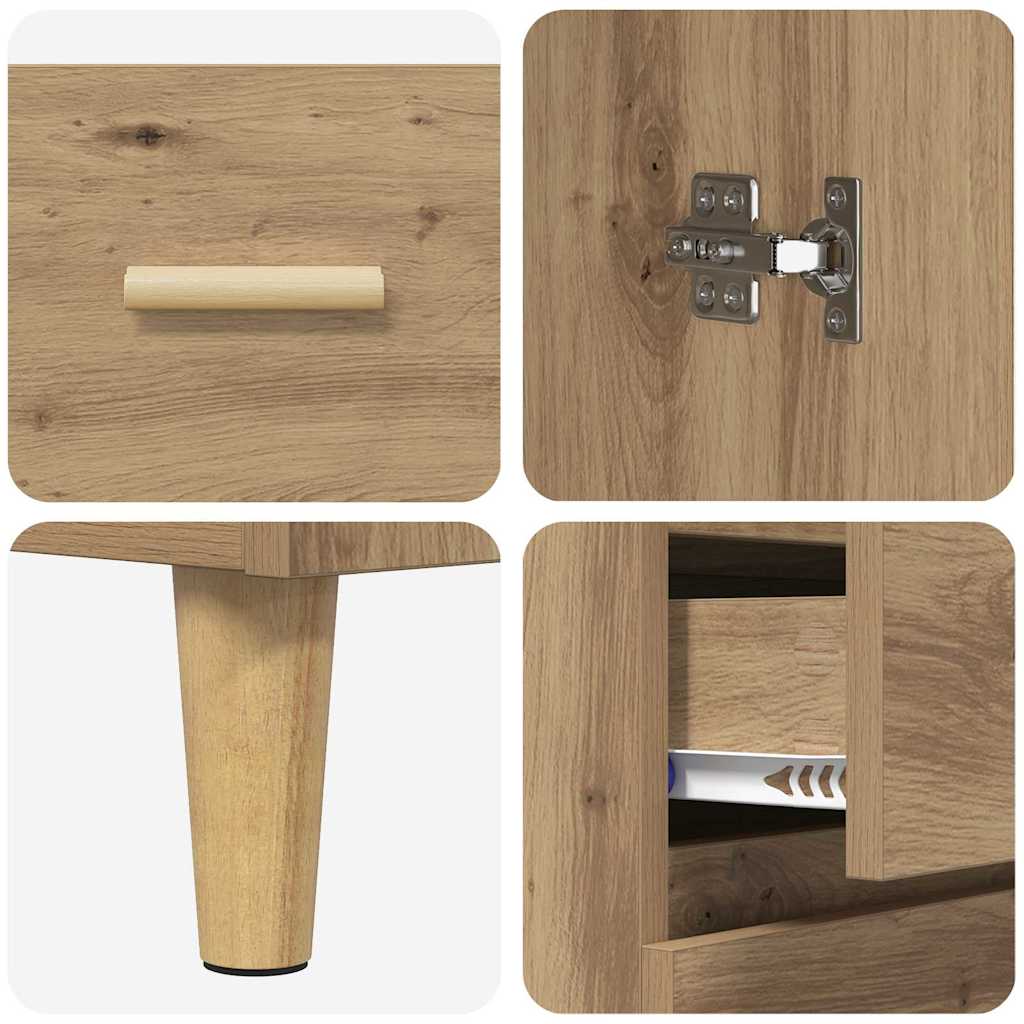 Highboard Artisan Egetræ 69,5 x 34 x 180 cm Ingeniørtræ og glas