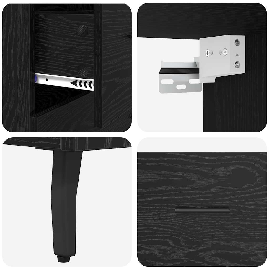 Highboard Sort eg 69,5 x 34 x 180 cm Ingeniørtræ og glas