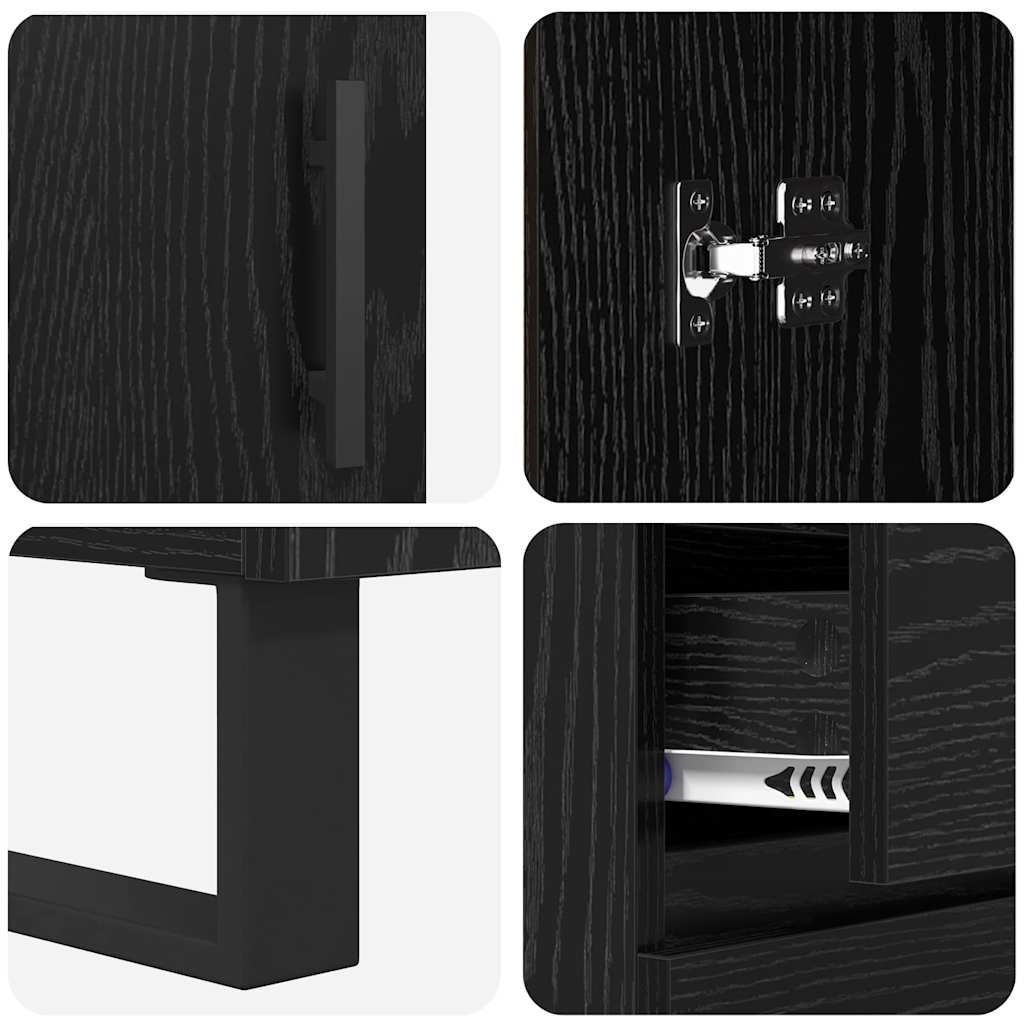 Highboard med skuffe 2 pcs Sort eg Konstrueret træ