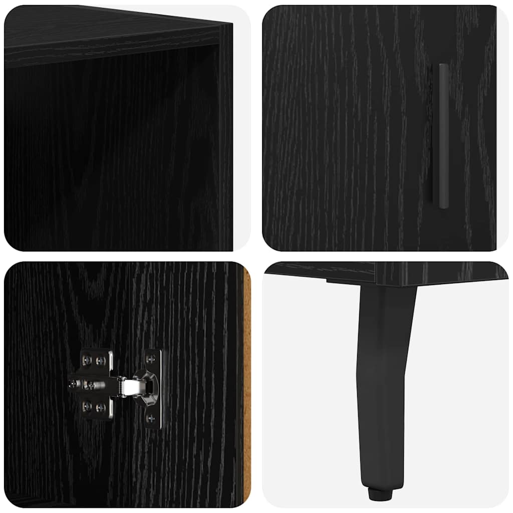 Highboard Sort eg 69,5 x 34 x 180 cm Ingeniørtræ og glas