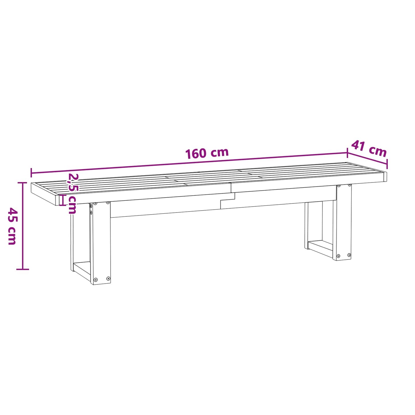 Spisebænk NOAIN 160 x 41 x 45 cm Massivt fyrretræ Sort