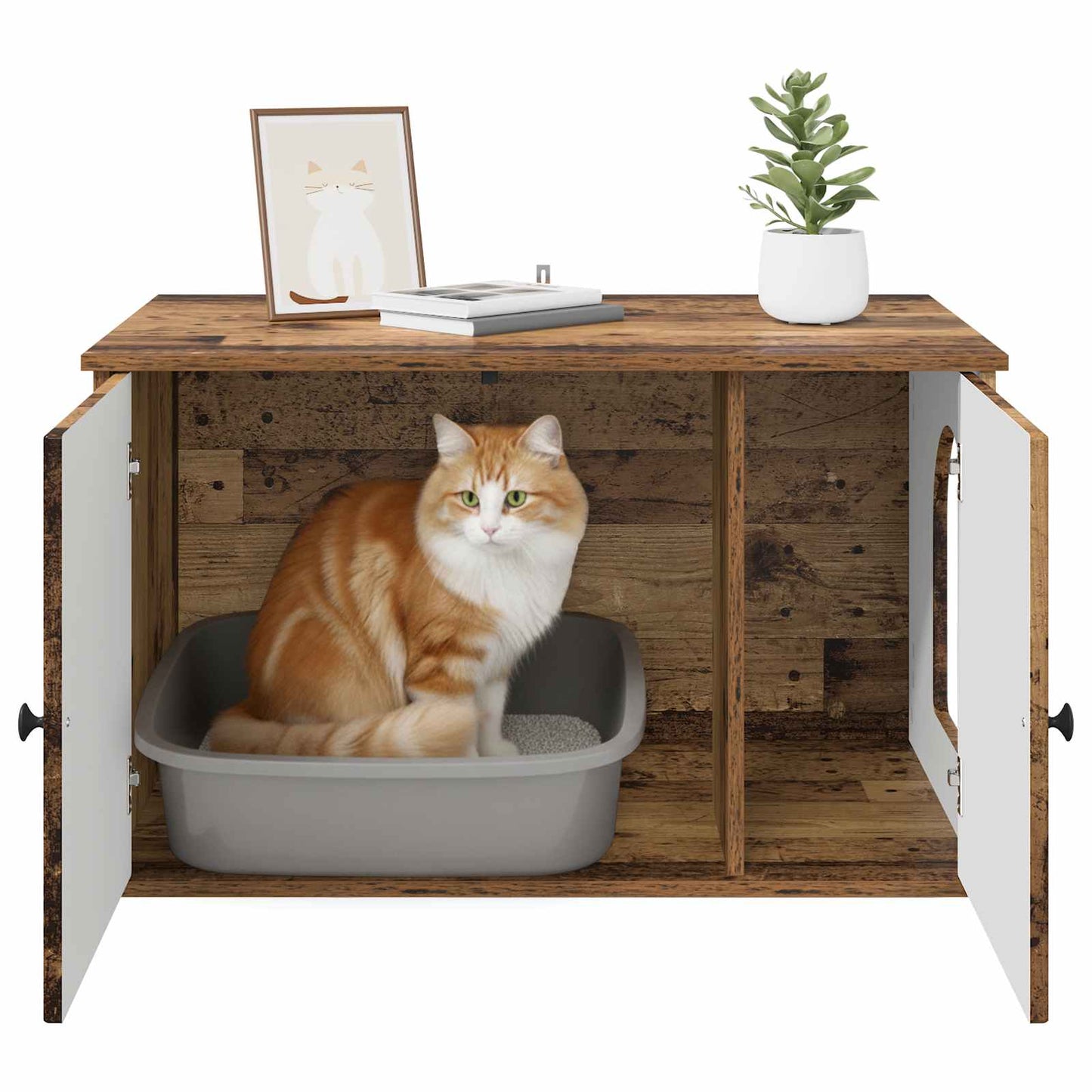Kat Hus Gammelt træ 85 x 55 x 50 cm Konstrueret træ