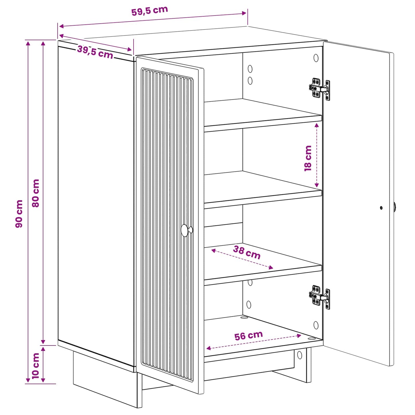 Sko skab EDE 59,5 x 39,5 x 90 cm Konstrueret træ Hvid
