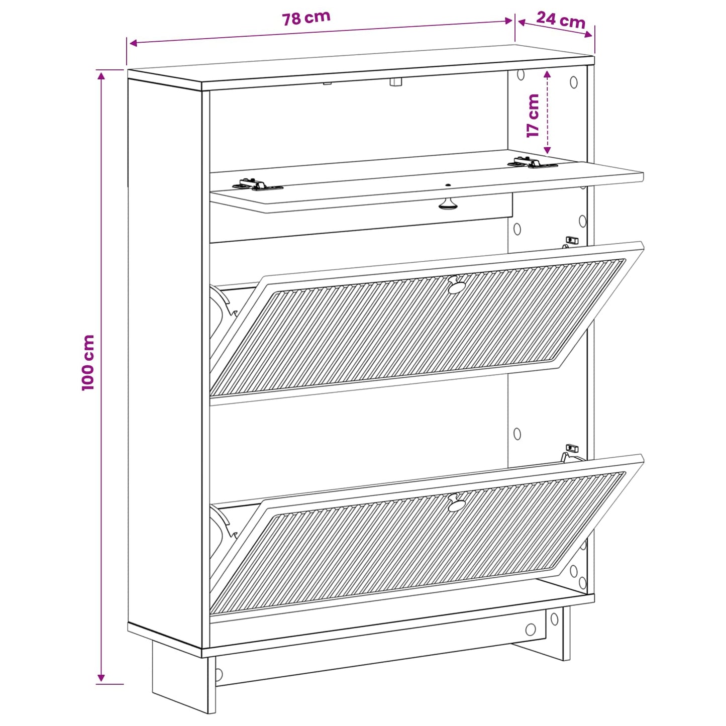 Sko skab EDE 78 x 24 x 103 cm Konstrueret træ Hvid