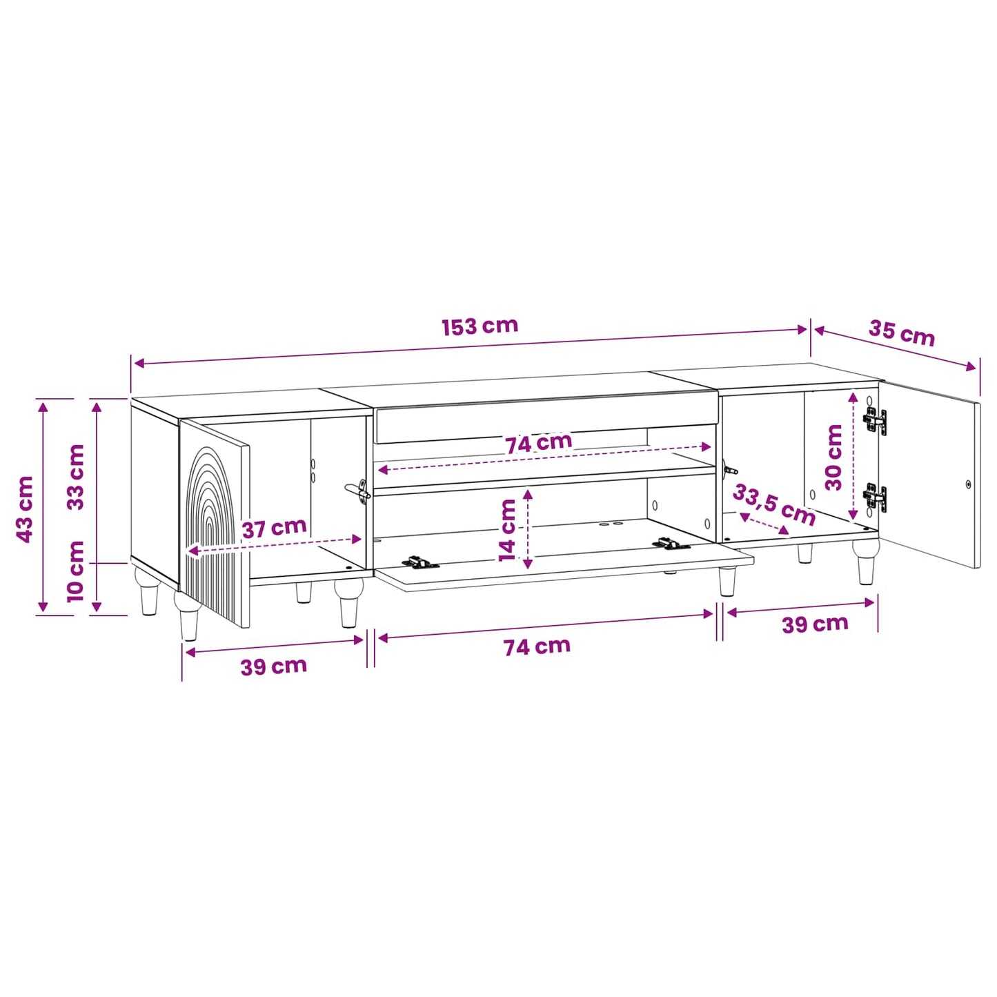 LED TV-skab Artisan-eg Konstrueret træ