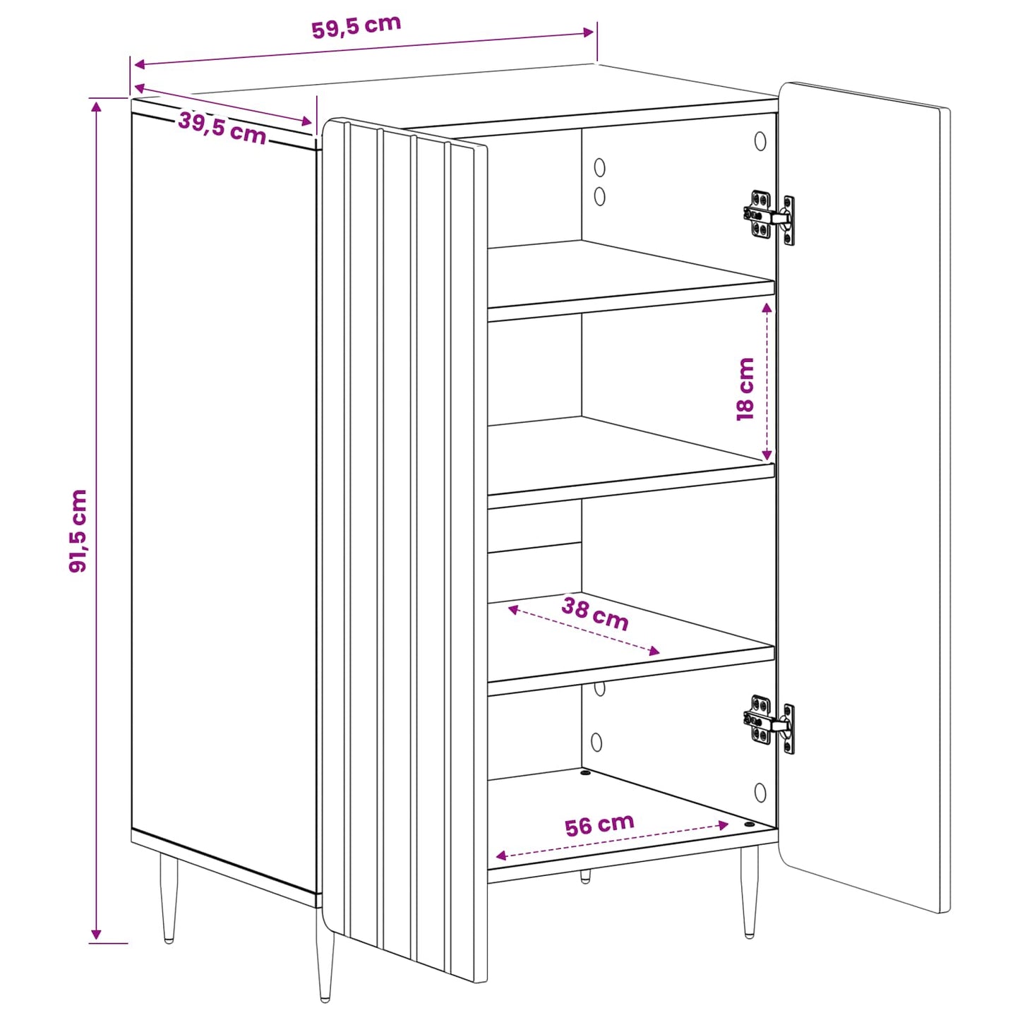 Sko skab ZWOLLE 59,5 x 39,5 x 91,5 cm Konstrueret træ Hvid
