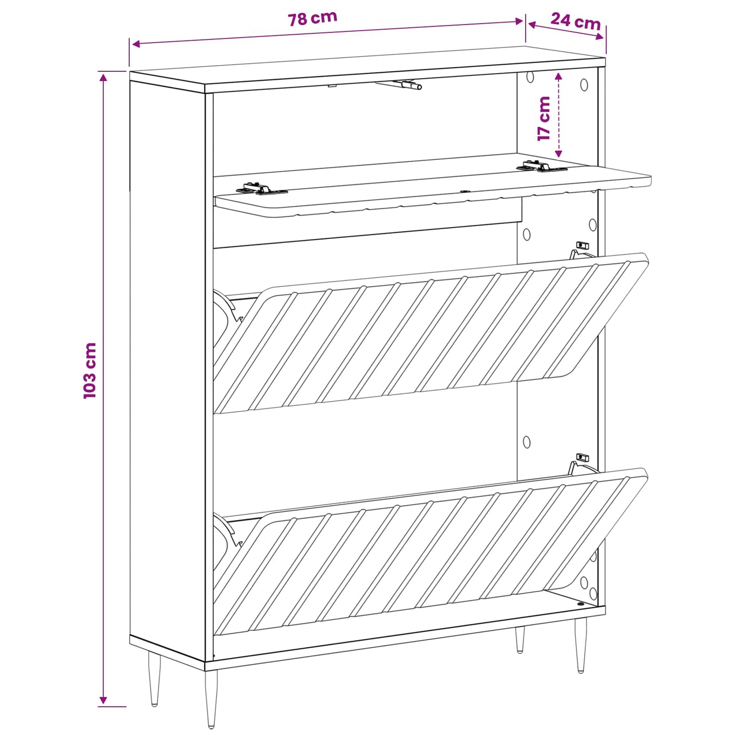 Sko skab ZWOLLE 78 x 24 x 103 cm Konstrueret træ Hvid højglans