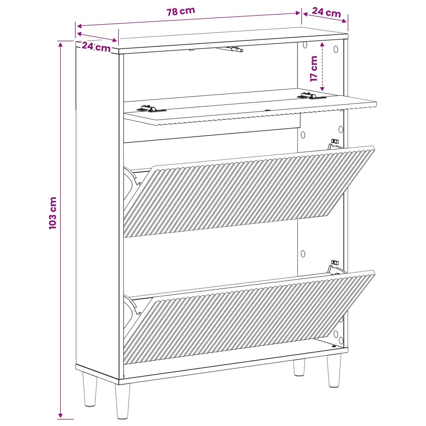 Sko skab ARNHEM 78 x 24 x 103 cm Konstrueret træ Gammelt træ