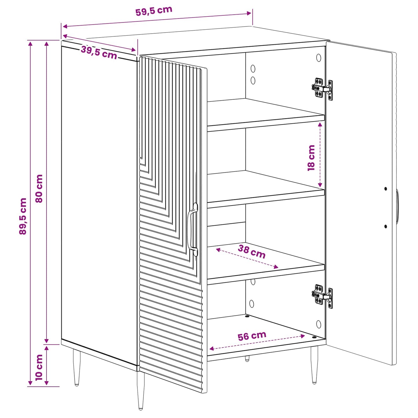 Sko skab HAARLEM 59,5 x 39,5 x 89,5 cm Konstrueret træ Sort