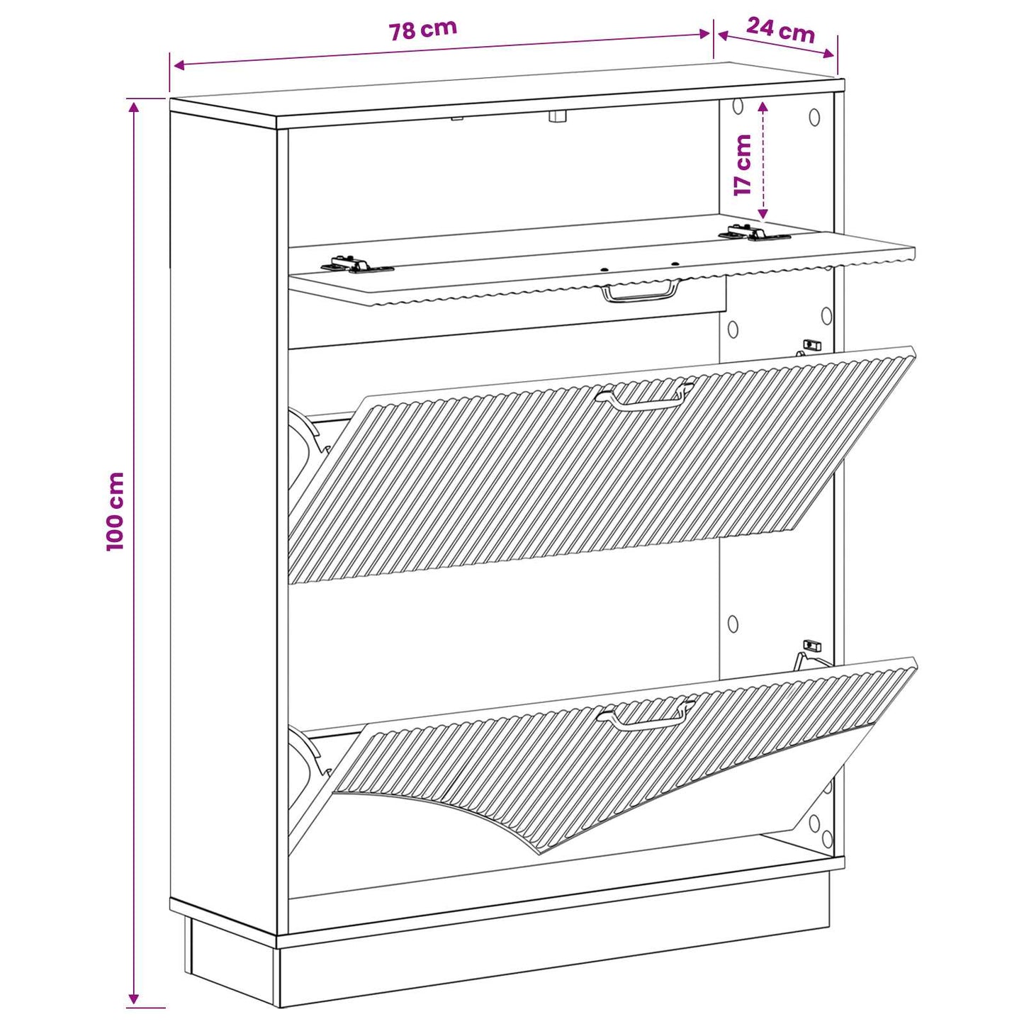 Sko skab HOORN 78 x 24 x 100 cm Konstrueret træ Artisan-eg