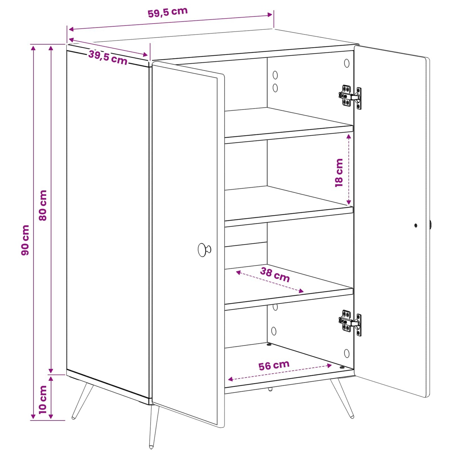 Sko skab BREDA 59,5 x 39,5 x 90 cm Konstrueret træ Sort