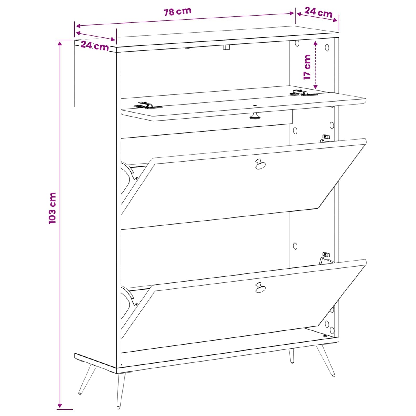 Sko skab BREDA 78 x 24 x 103 cm Konstrueret træ Artisan-eg