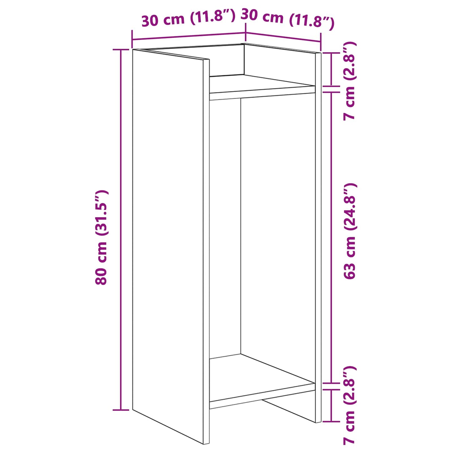 Planteholder 2 pcs Røget Eg 30 x 30 x 80 cm Konstrueret træ