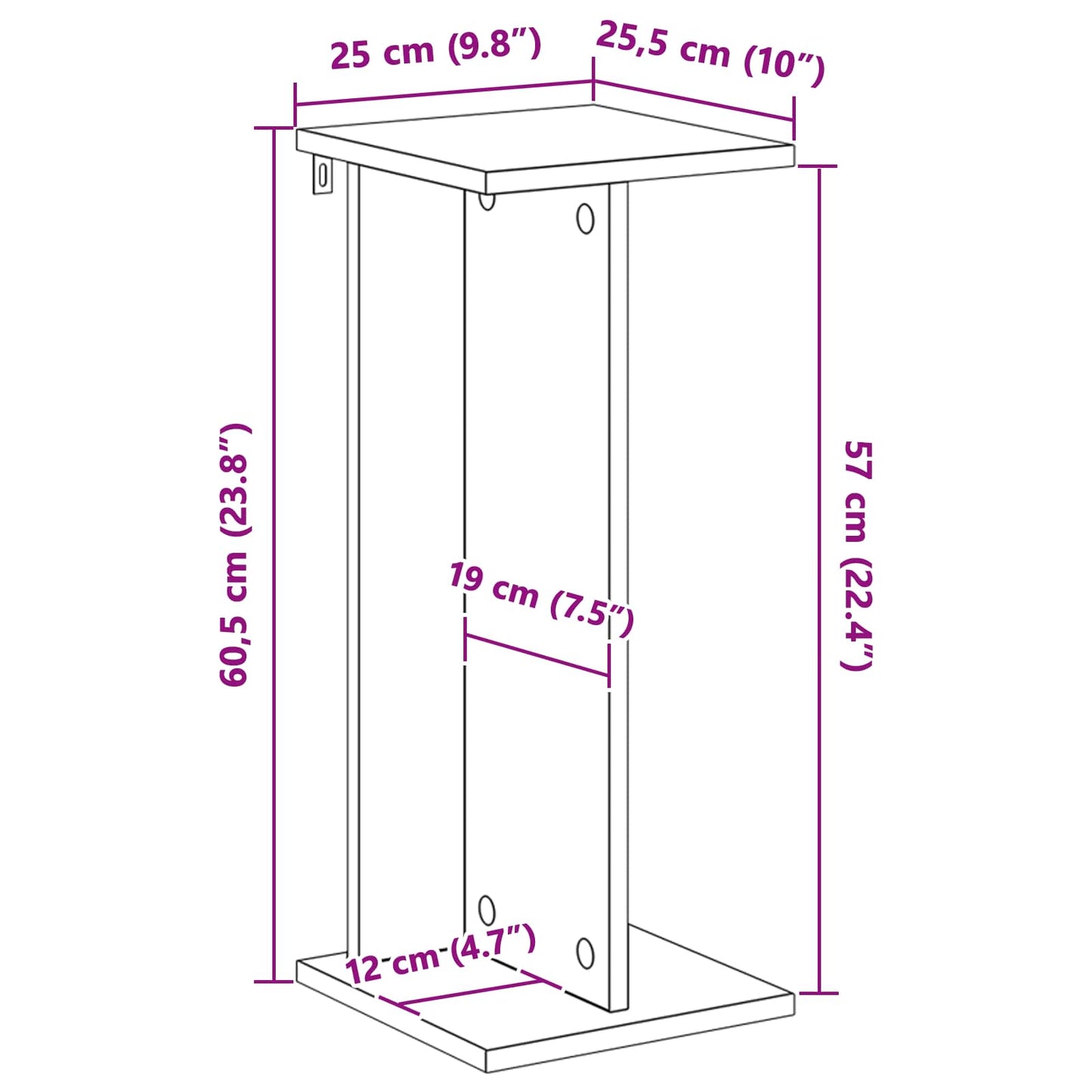 Planteholder Sort Eg 25 x 25,5 x 60,5 cm Konstrueret træ