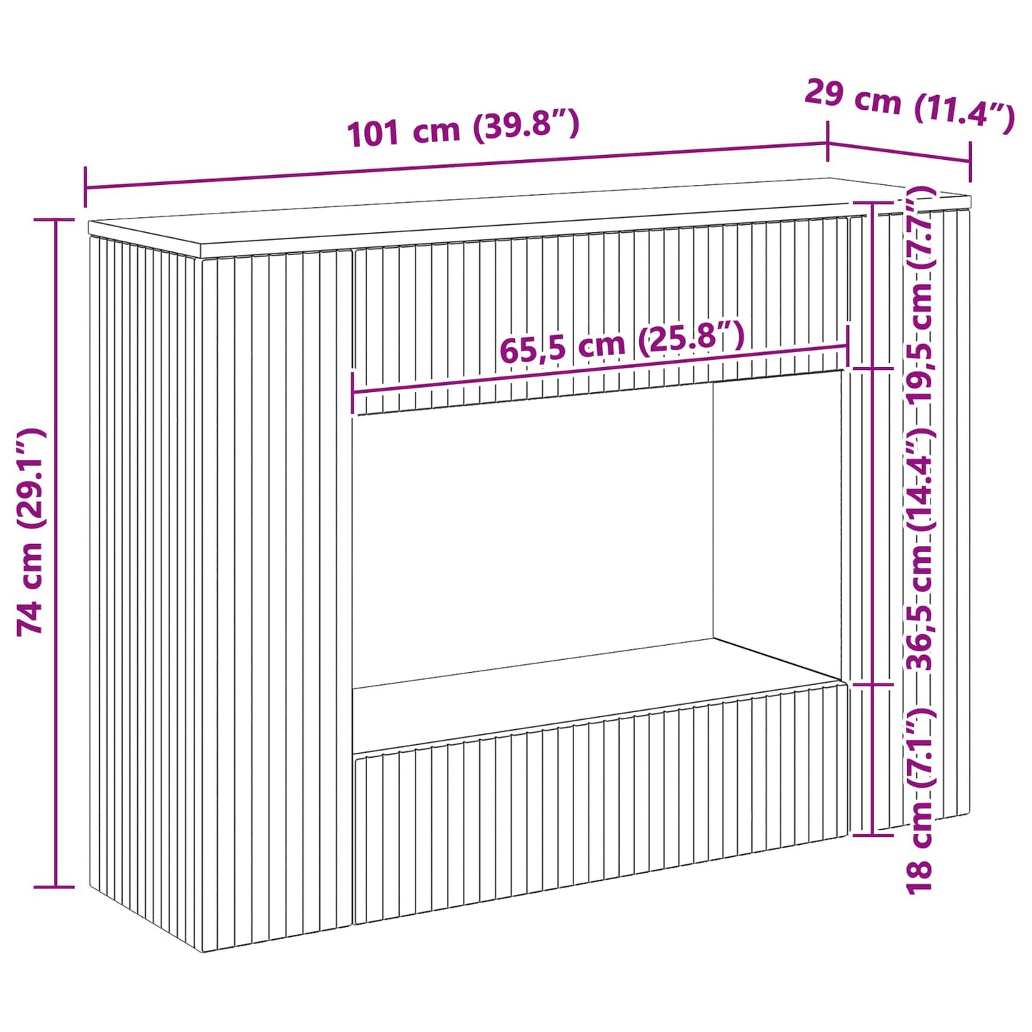 Konsolbord Artisan Eg 101 x 29 x 74 cm Konstrueret træ