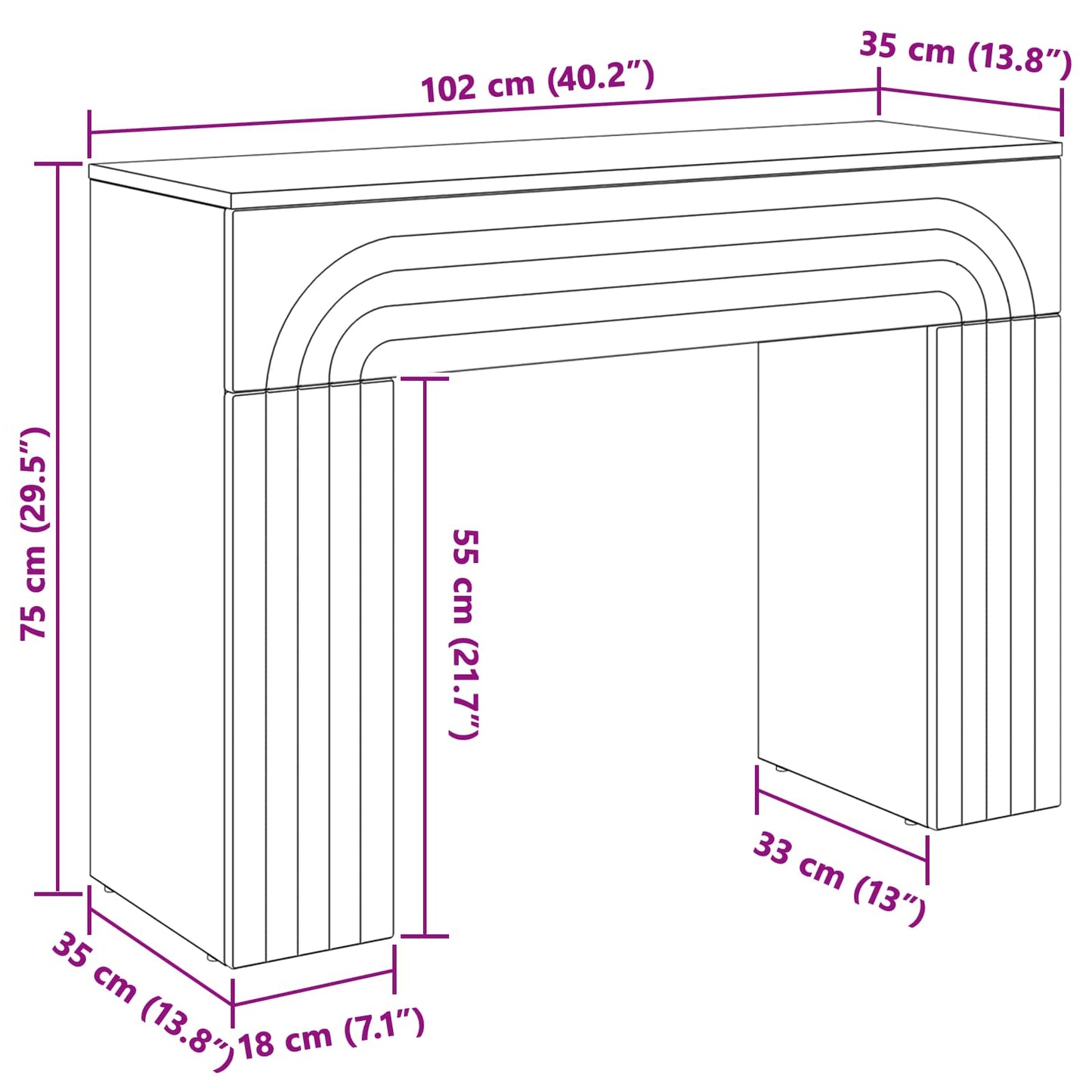 Sofabord Gammelt træ 102 x 35 x 75 cm Konstrueret træ
