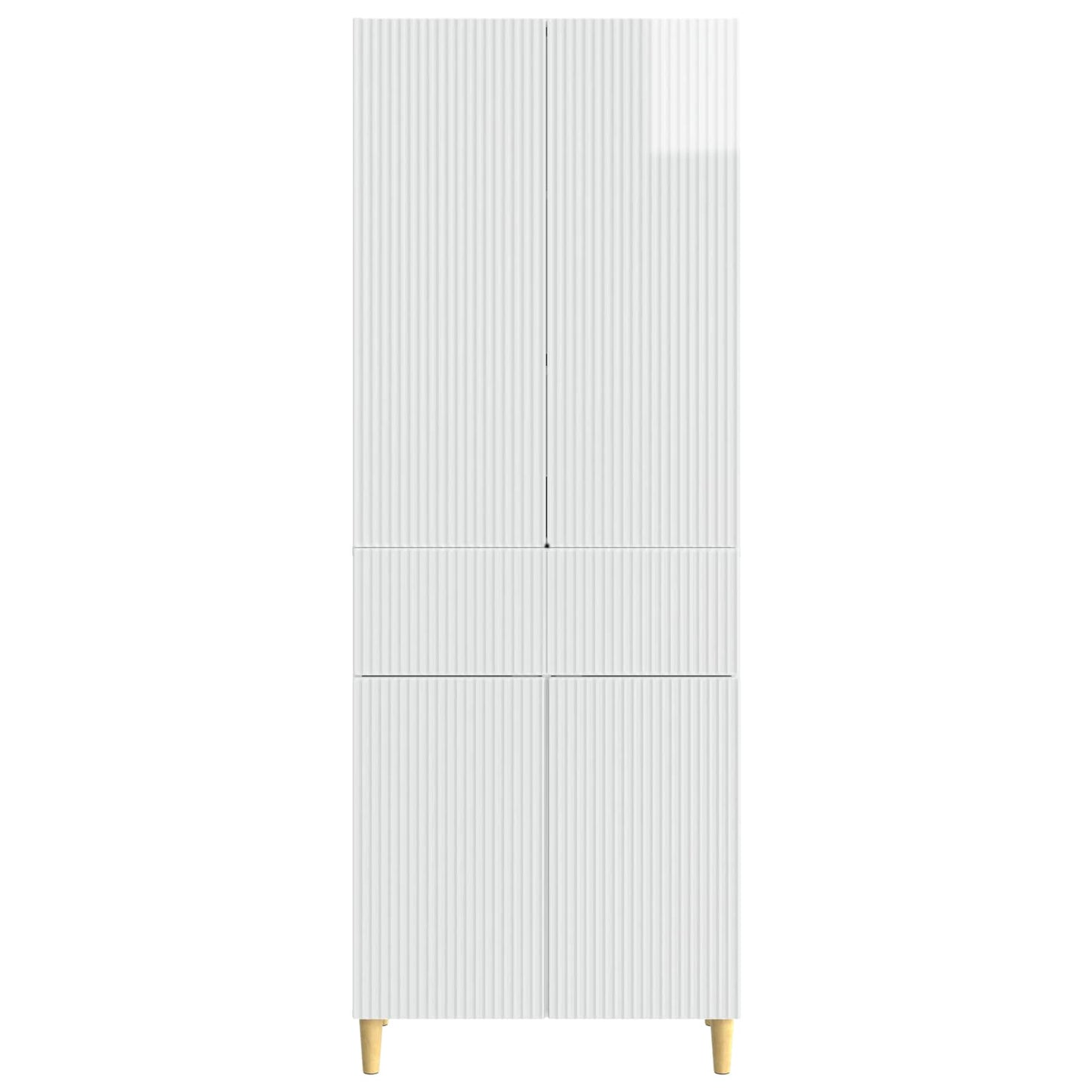 Skab Sæt 2 pcs Hvid højglans 66 x 34,5 x 90 cm Konstrueret træ
