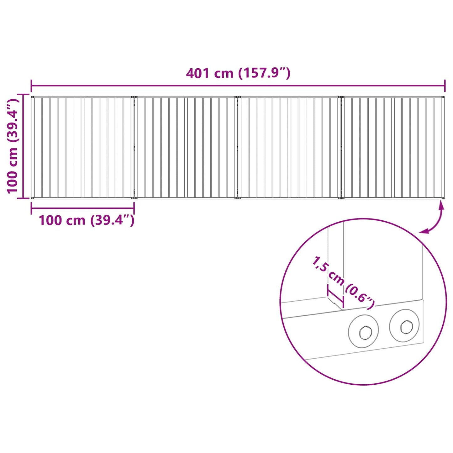 Hundedør 4 pcs Sort 100 x 100 cm Galvaniseret stål