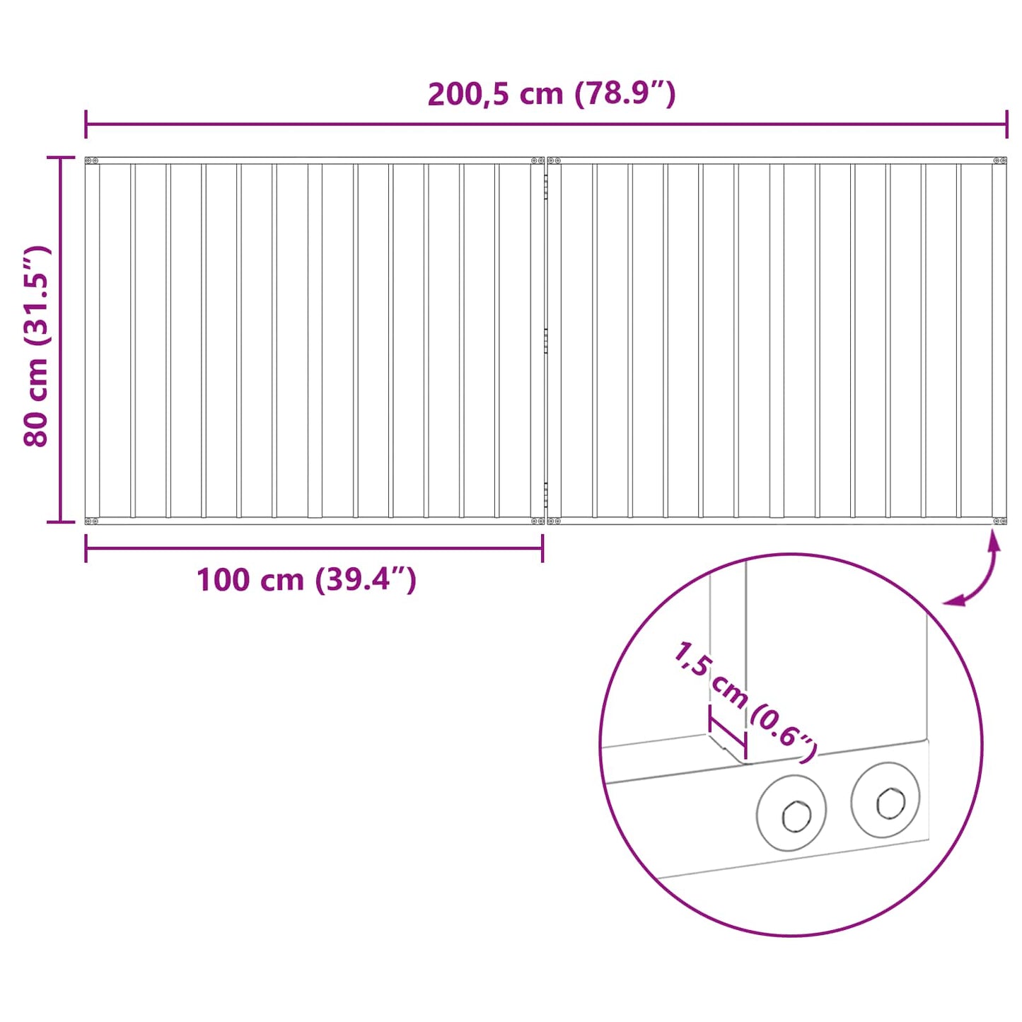 Hundedør 2 pcs Sort 100 x 80 cm Galvaniseret stål