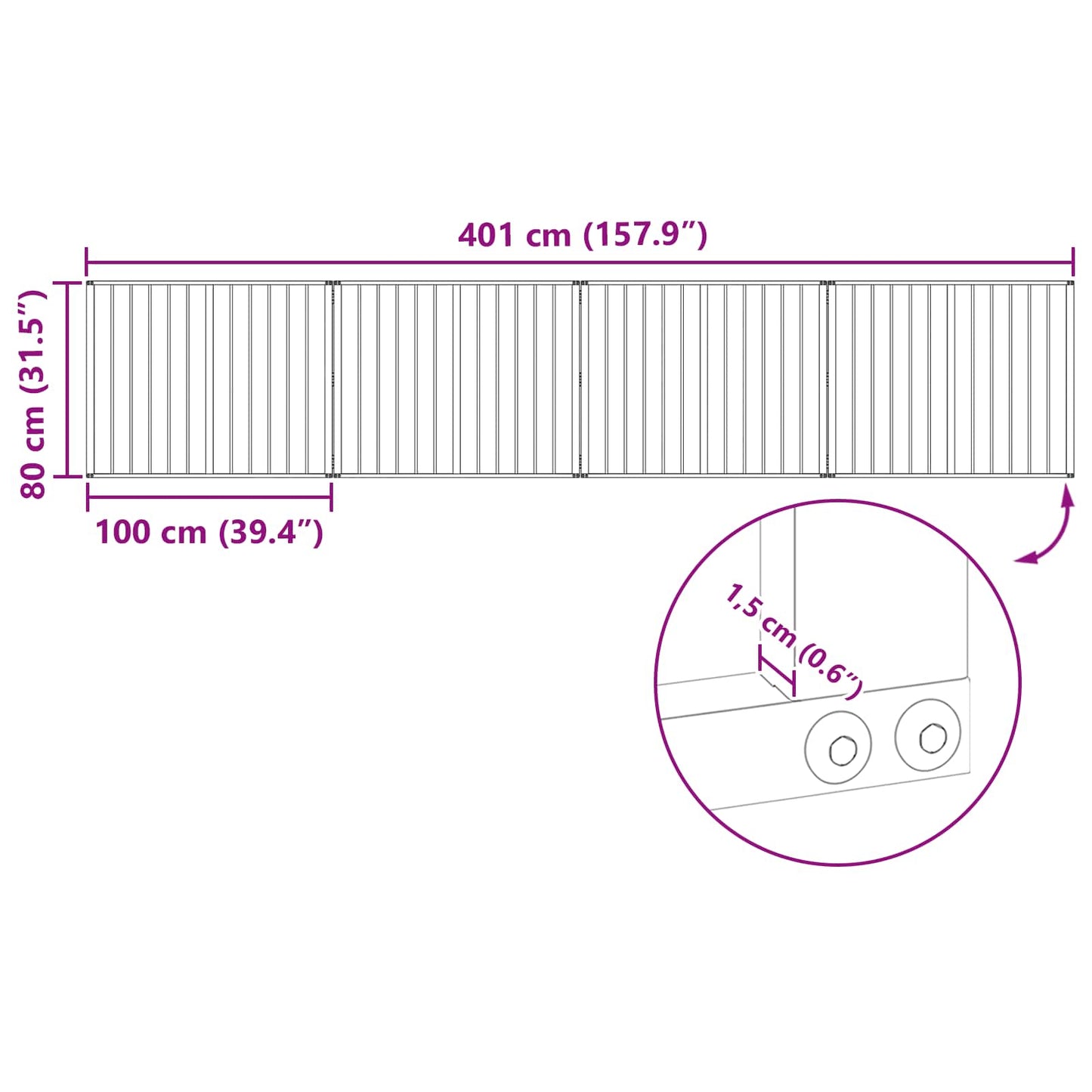 Hundedør 4 pcs Sort 100 x 80 cm Galvaniseret stål