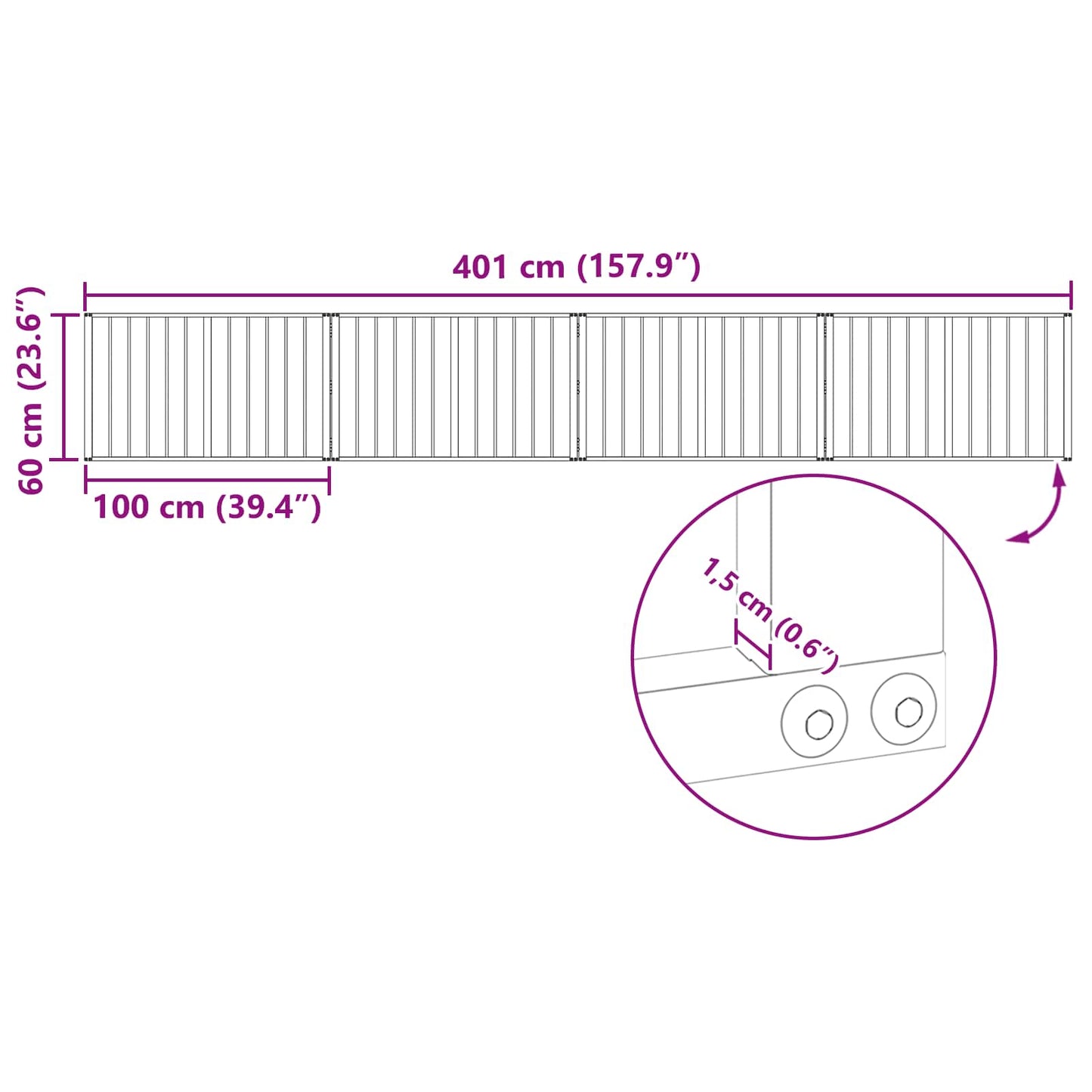 Hundedør 4 pcs Sort 100 x 60 cm Galvaniseret stål
