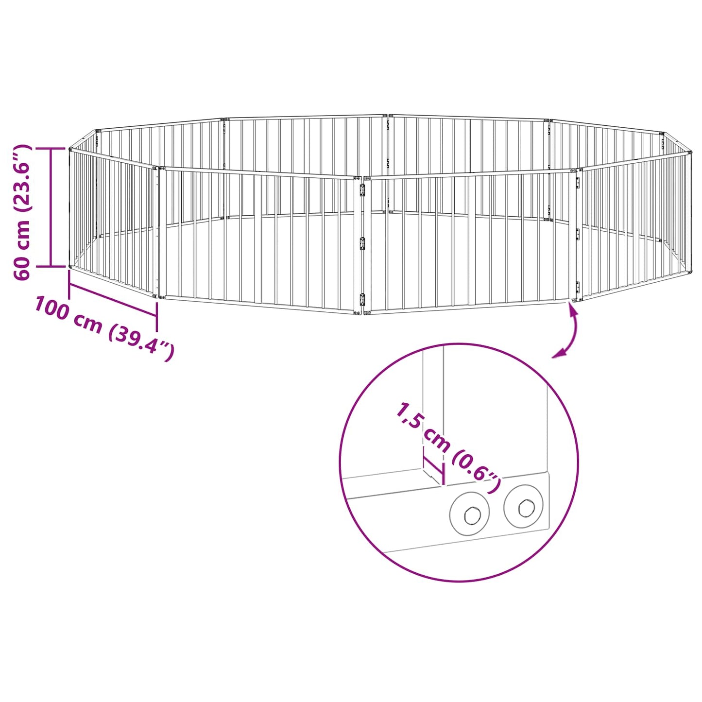 Hundedør 10 pcs Sort 100 x 60 cm Galvaniseret stål