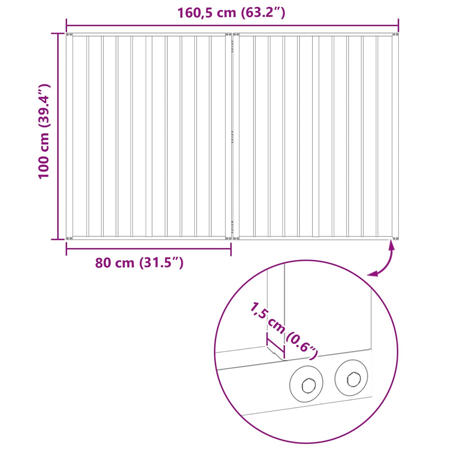 Hundedør 2 pcs Sort 80 x 100 cm Galvaniseret stål