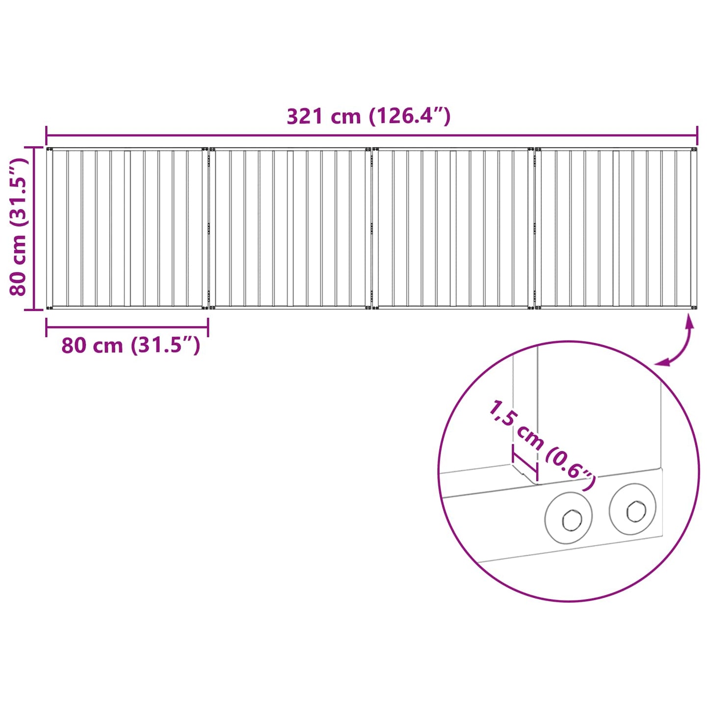 Hundedør 4 pcs Sort 80 x 80 cm Galvaniseret stål