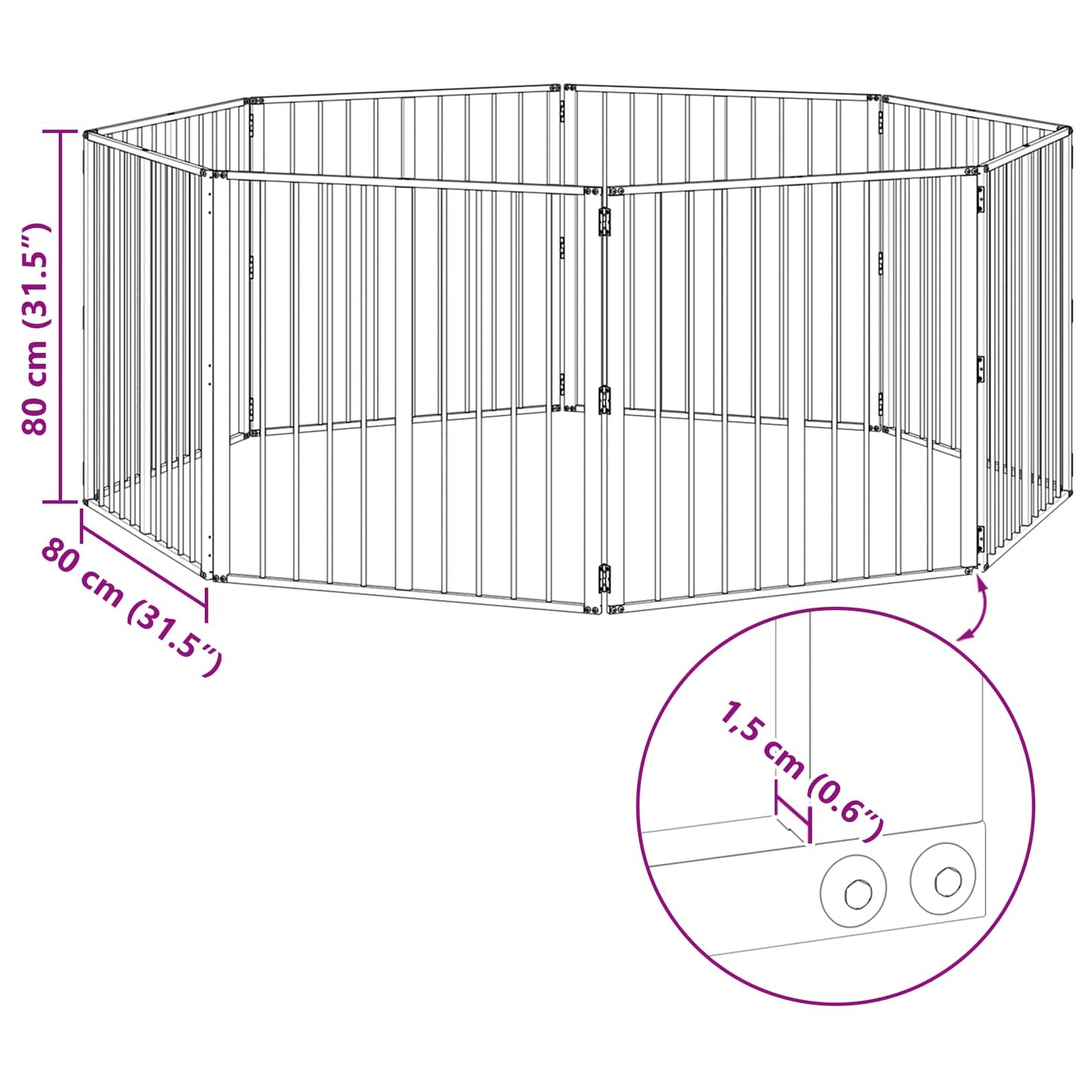 Hundedør 8 stk. Sort 80 x 80 cm Galvaniseret stål
