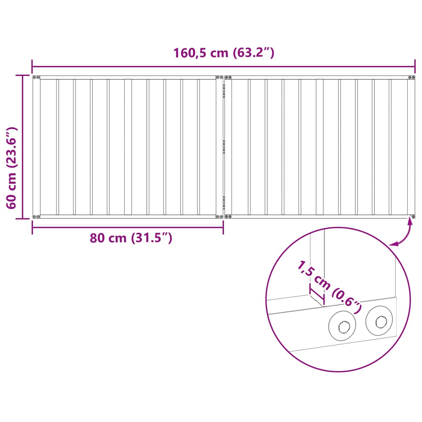 Hundedør 2 pcs Sort 80 x 60 cm Galvaniseret stål