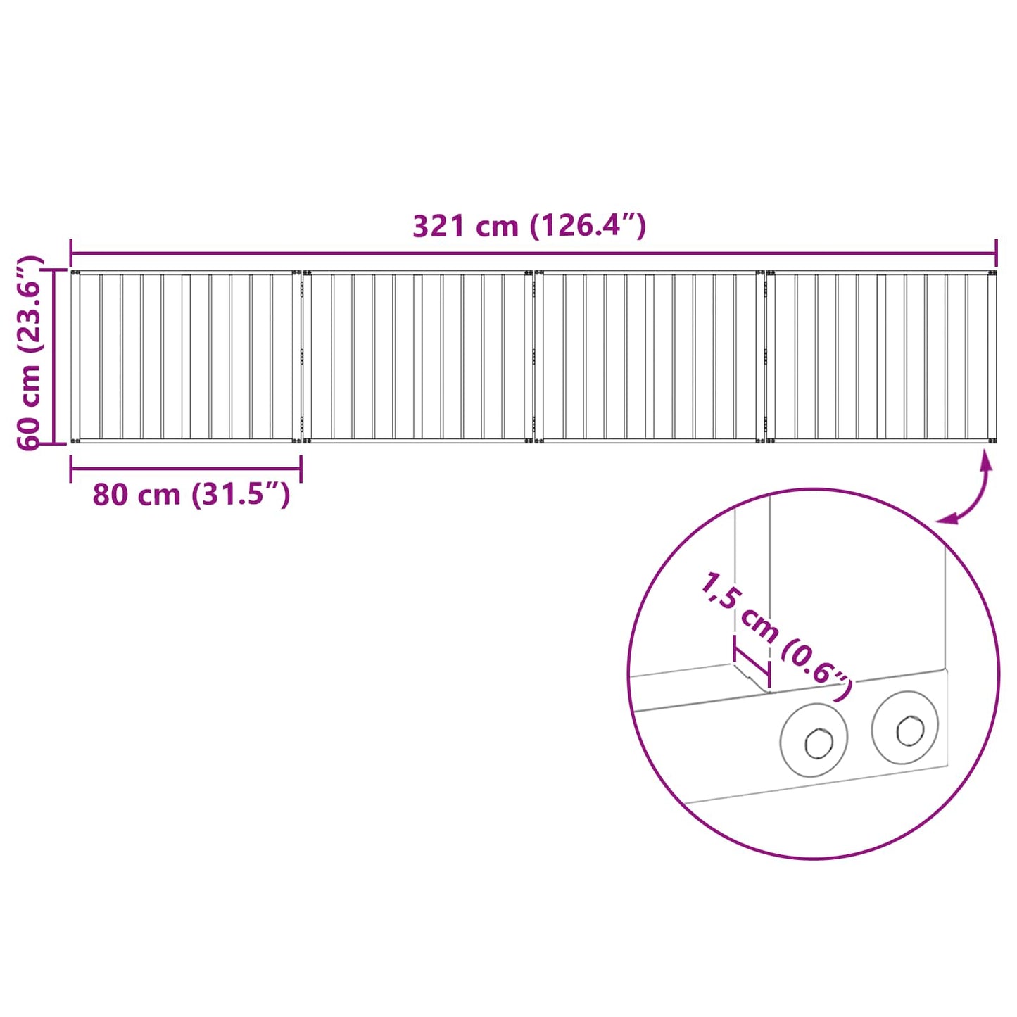 Hundedør 4 pcs Sort 80 x 60 cm Galvaniseret stål