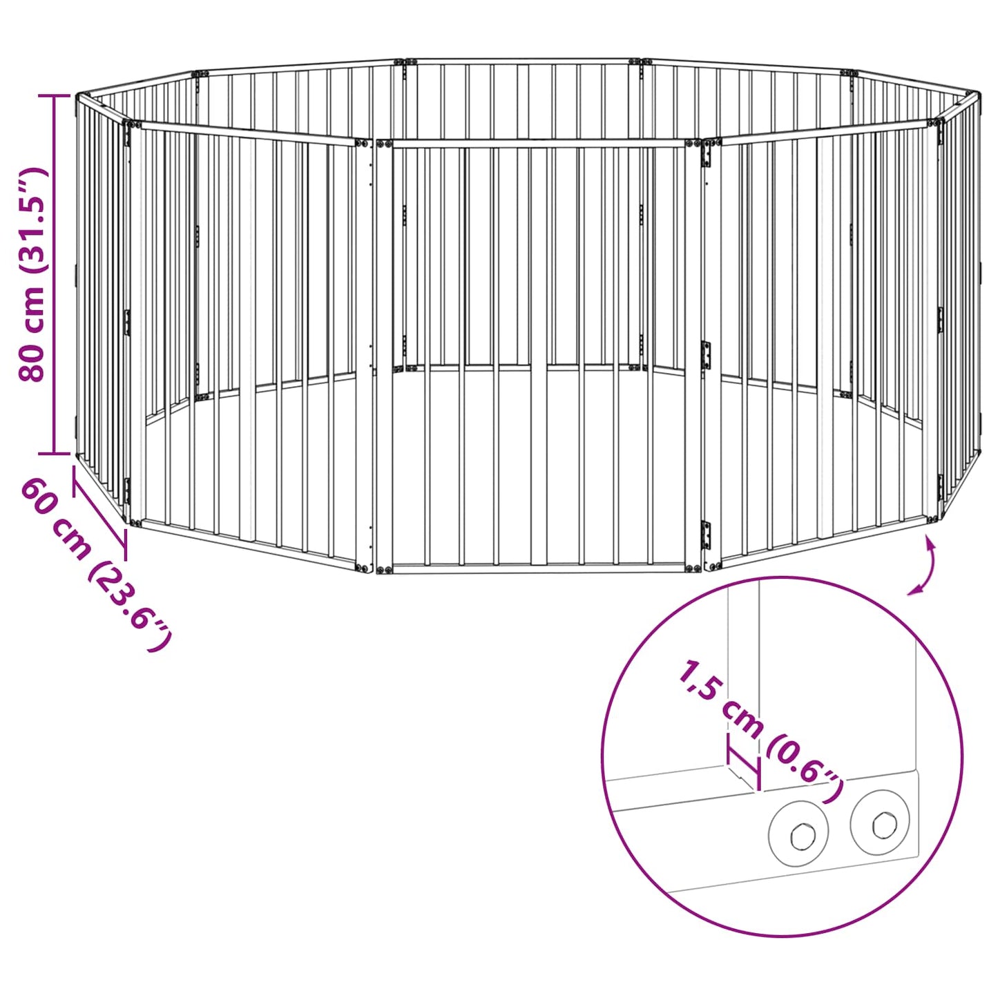 Hundedør 10 pcs Sort 60 x 80 cm Galvaniseret stål