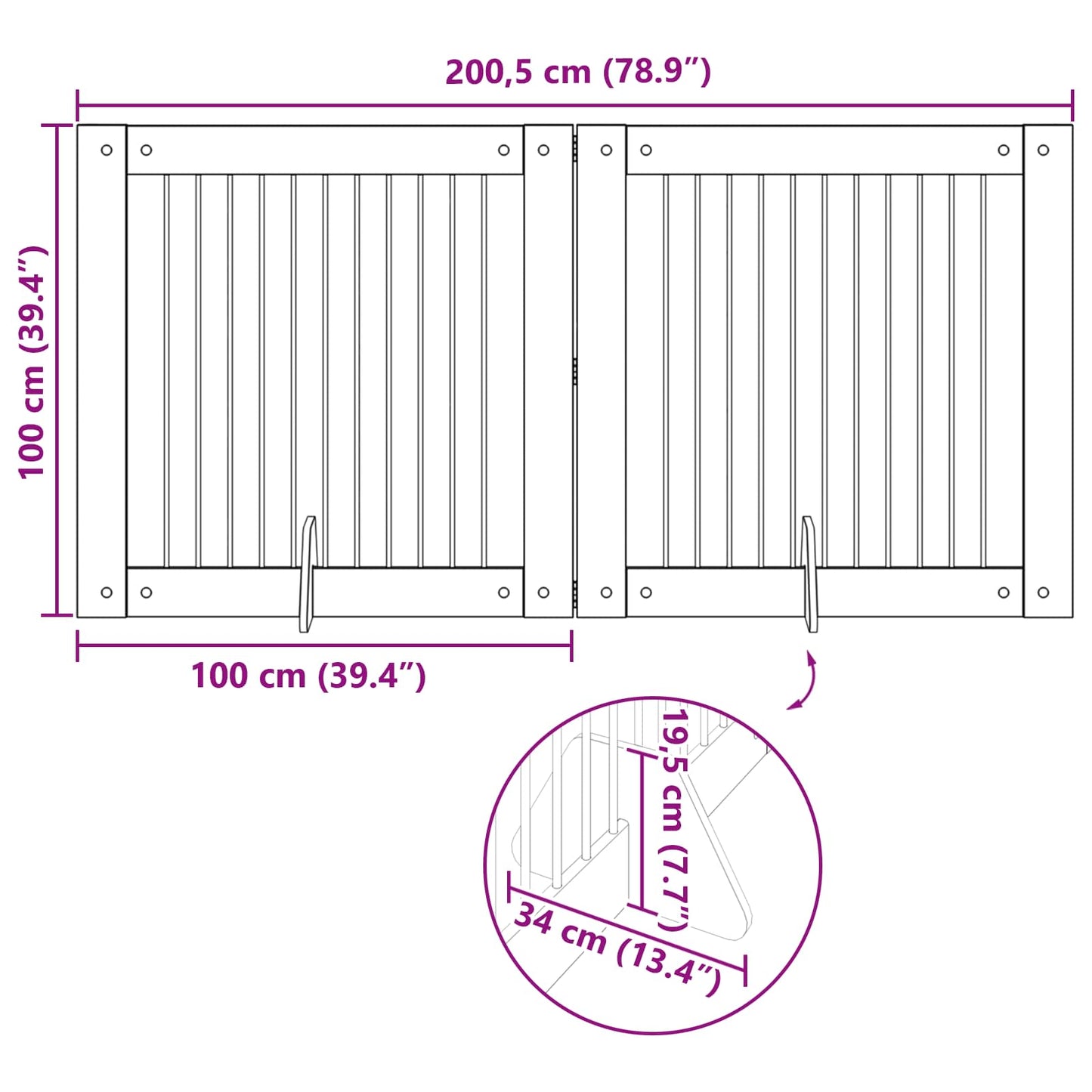 Sammenklappelig hundegitter med stativer 2 pcs Sonoma-eg