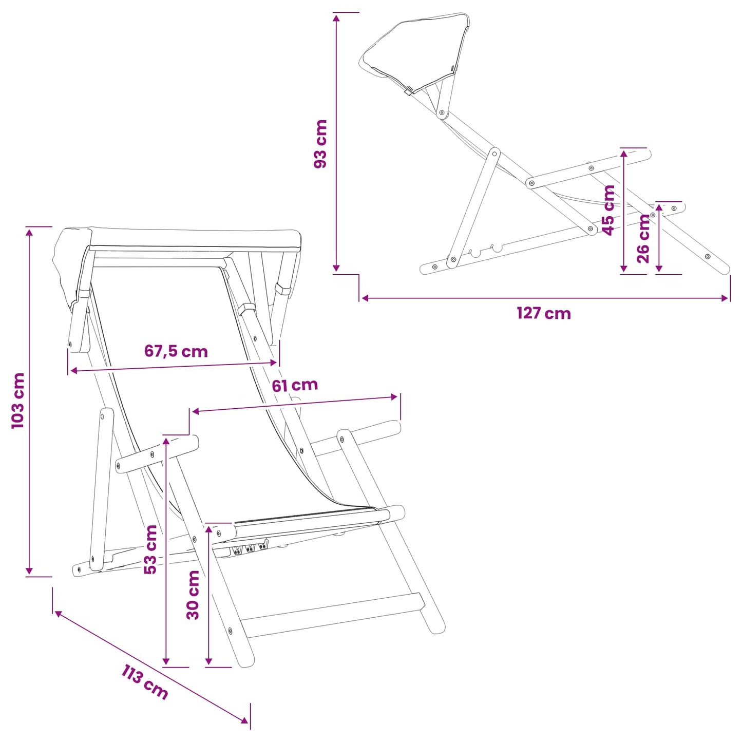 Havestol 3 position Massiv Eucalyptus Træ Blå
