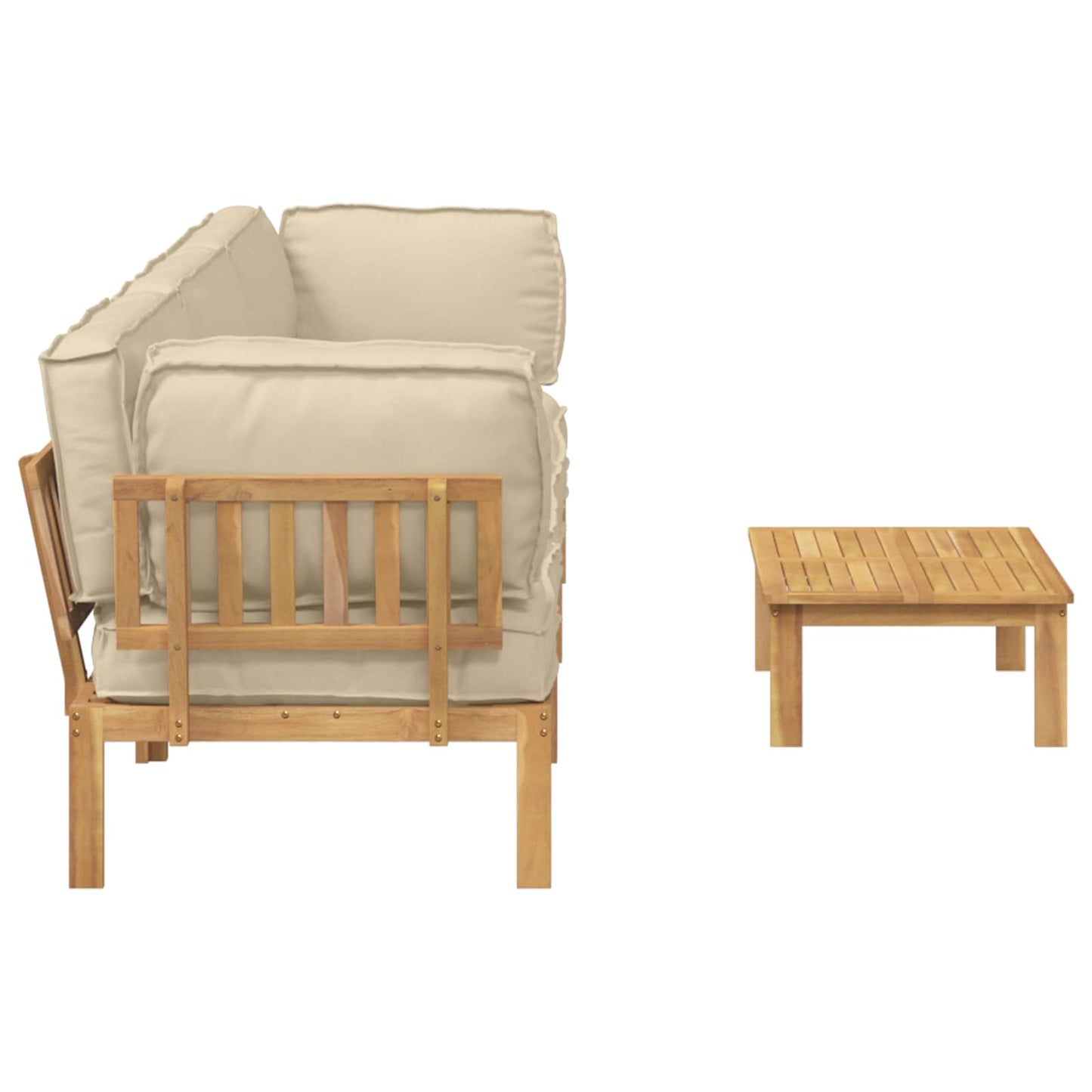 Sofa Sæt med pude Ensfarvet 4 pcs Beige Massivt Akacietræ