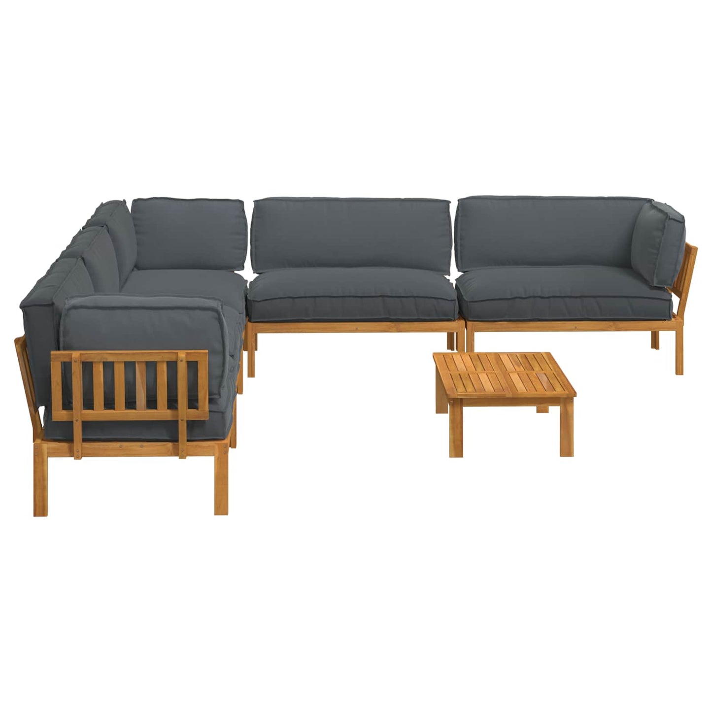 Sofa Sæt 6 stk. Antracit Massivt Akacietræ