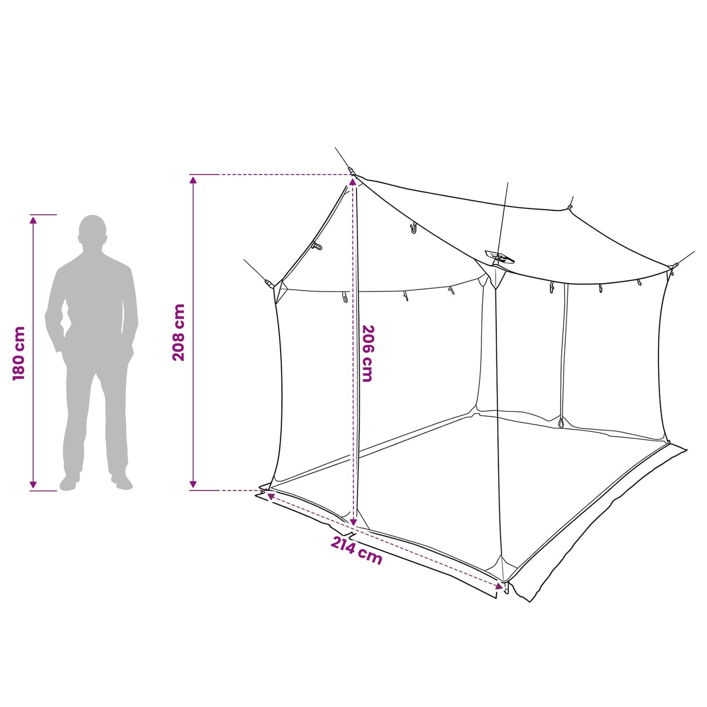 Camping tarp med mesh vægge Blå 270 x 210 x 210 cm